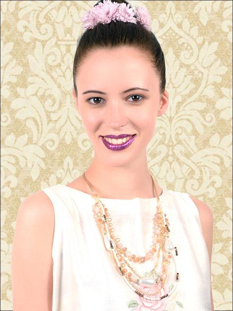 Odette Women Scintillating Five-Layer Stone & Pearl Necklace - Image 2
