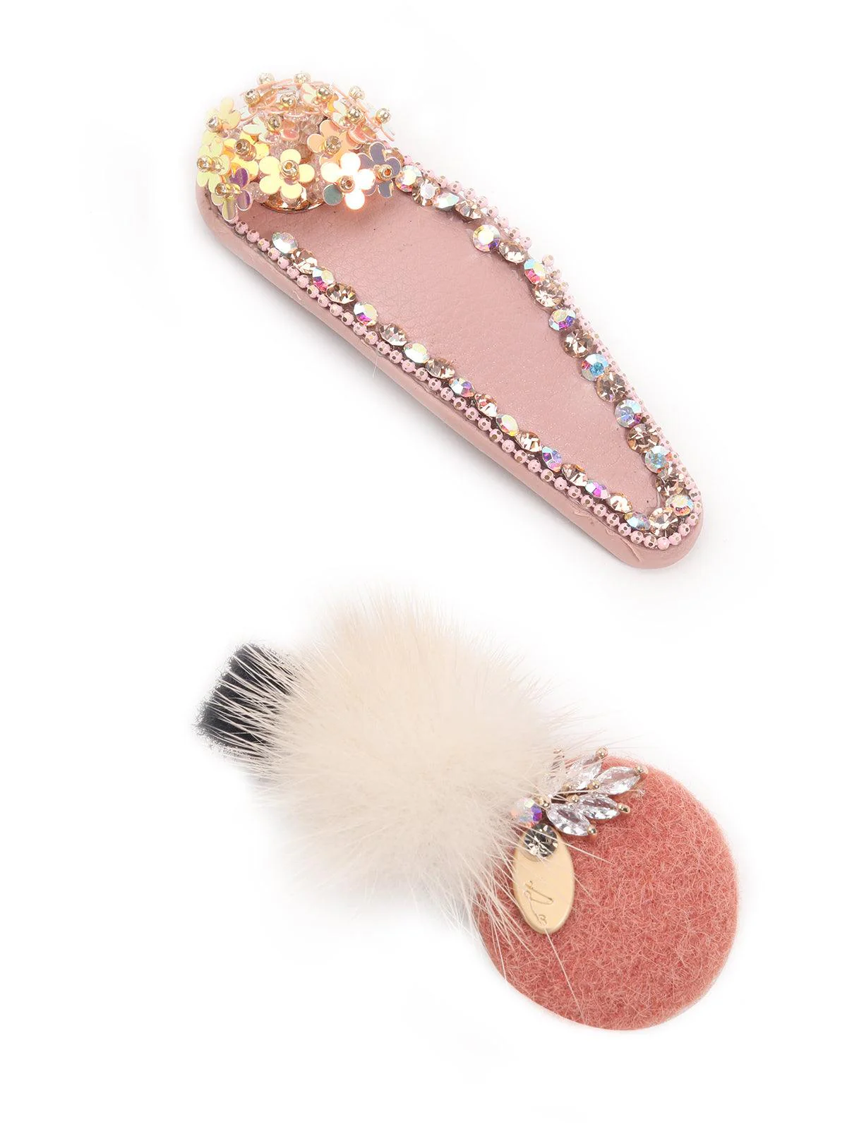 Odette Women Set Of Two Peach-White Hair Clips - Image 3
