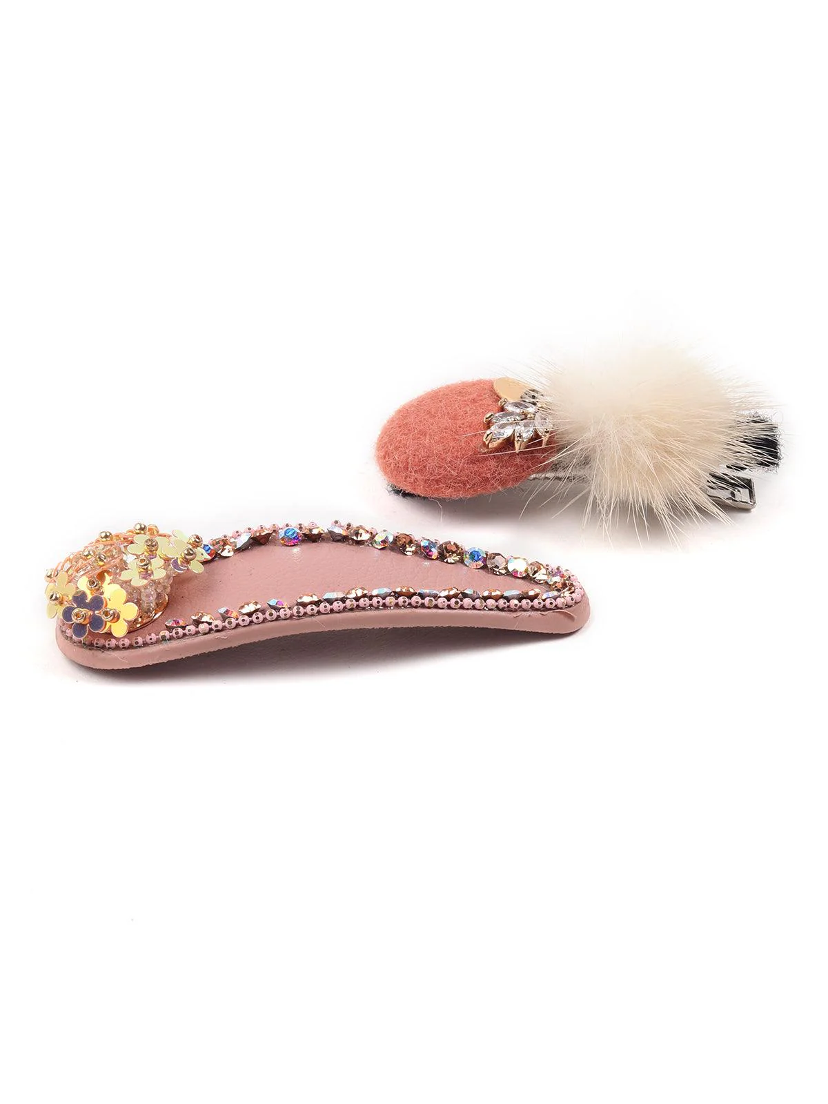 Odette Women Set Of Two Peach-White Hair Clips - Image 4