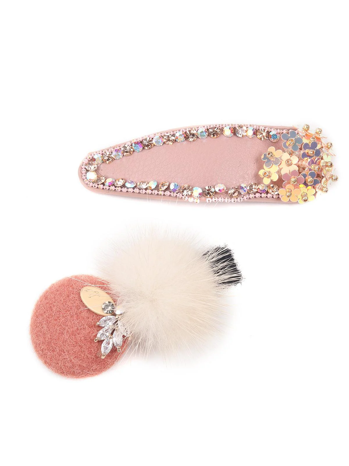 Odette Women Set Of Two Peach-White Hair Clips - Image 5
