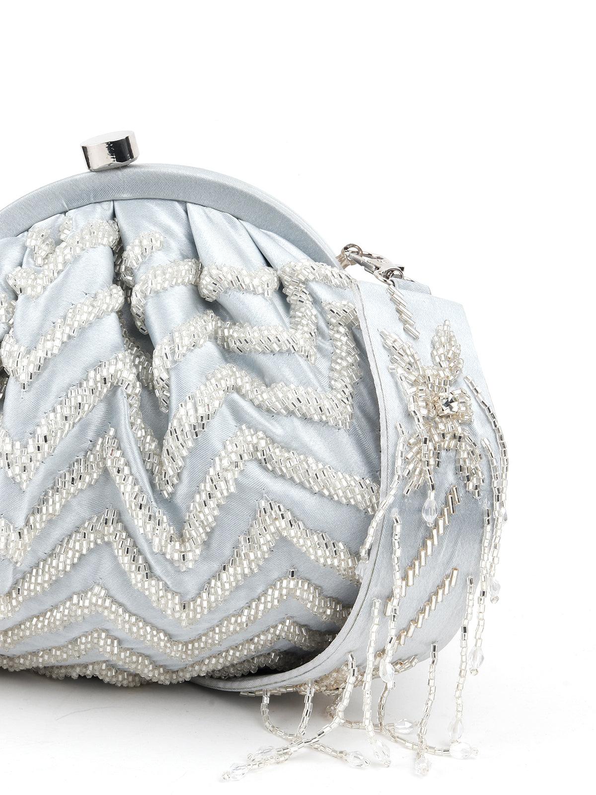 Odette Women Silver-Grey Gleaming Batuwa - Image 2