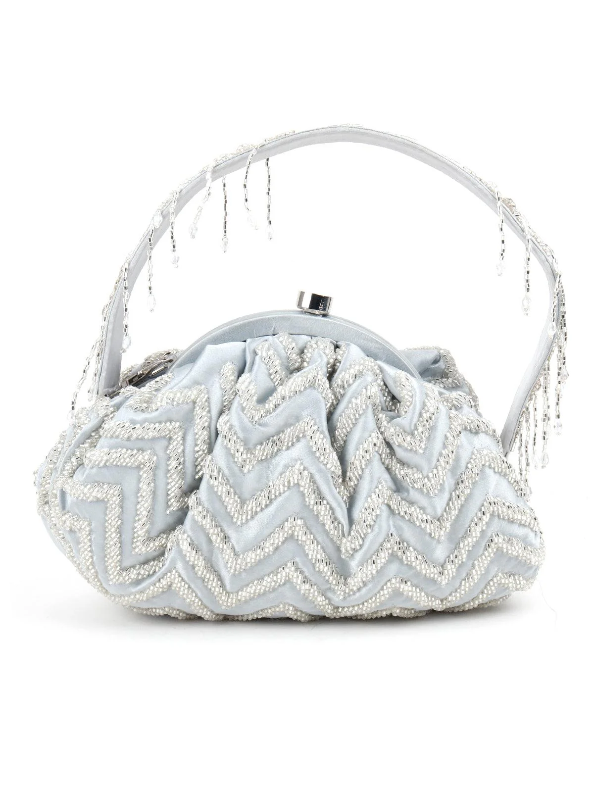 Odette Women Silver-Grey Gleaming Batuwa - Image 3