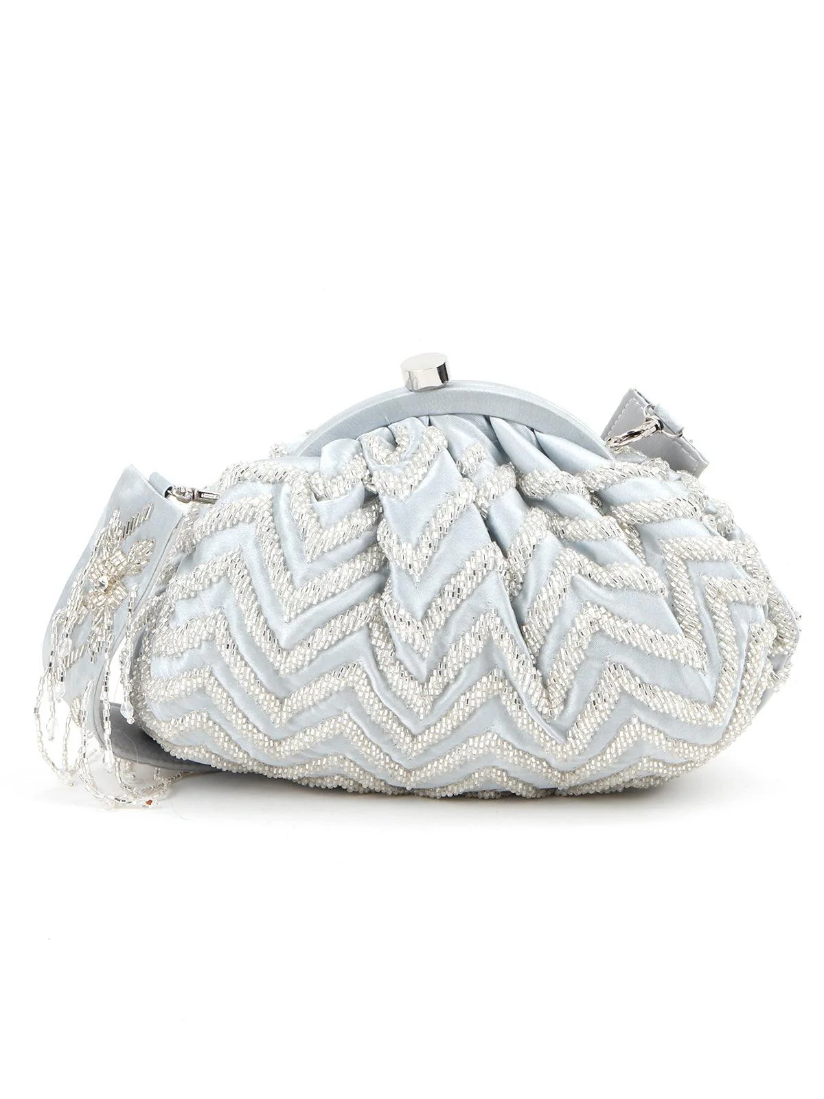 Odette Women Silver-Grey Gleaming Batuwa - Image 6
