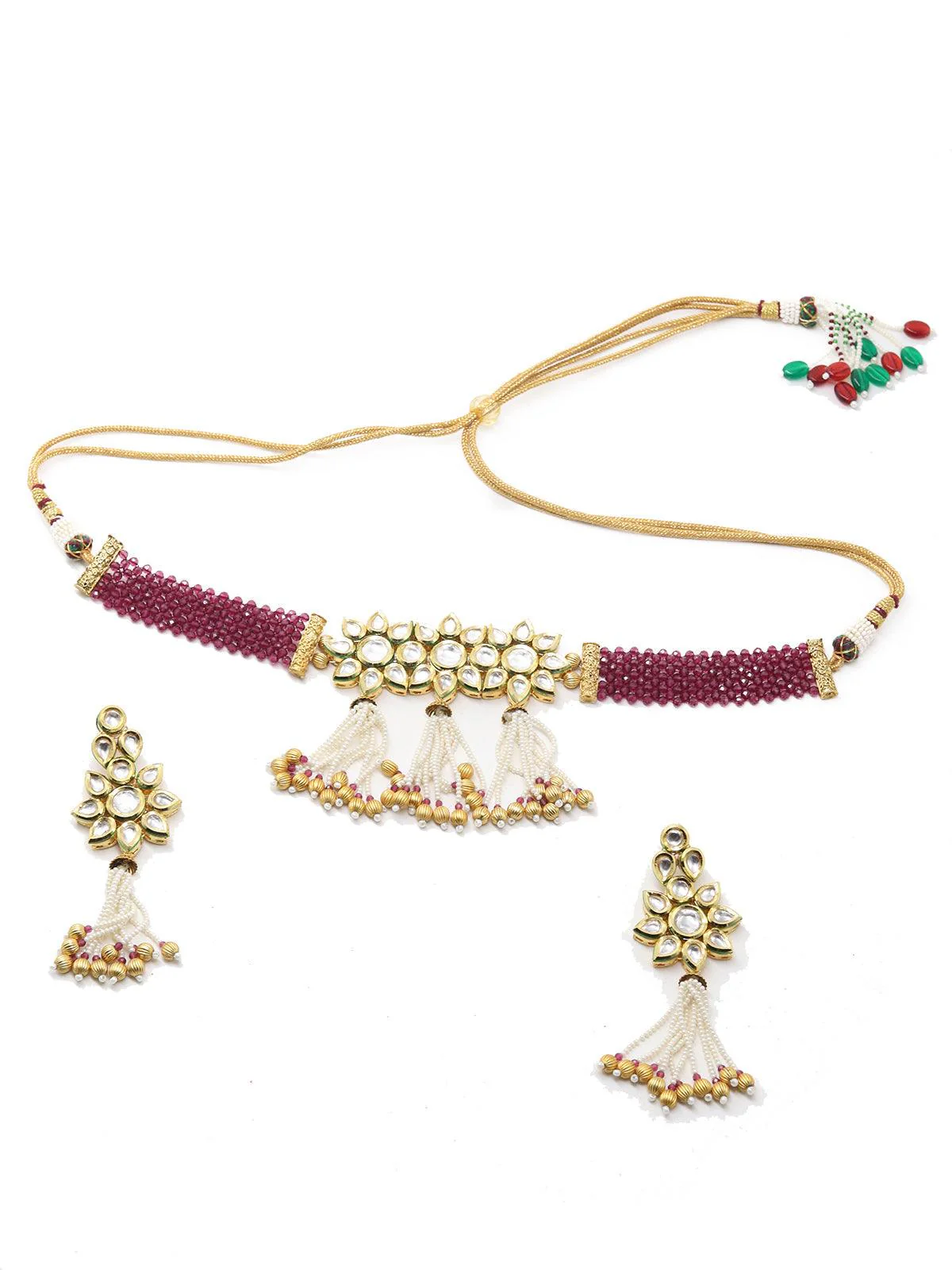 Odette Women Sober Maroon Choker Set - Image 3