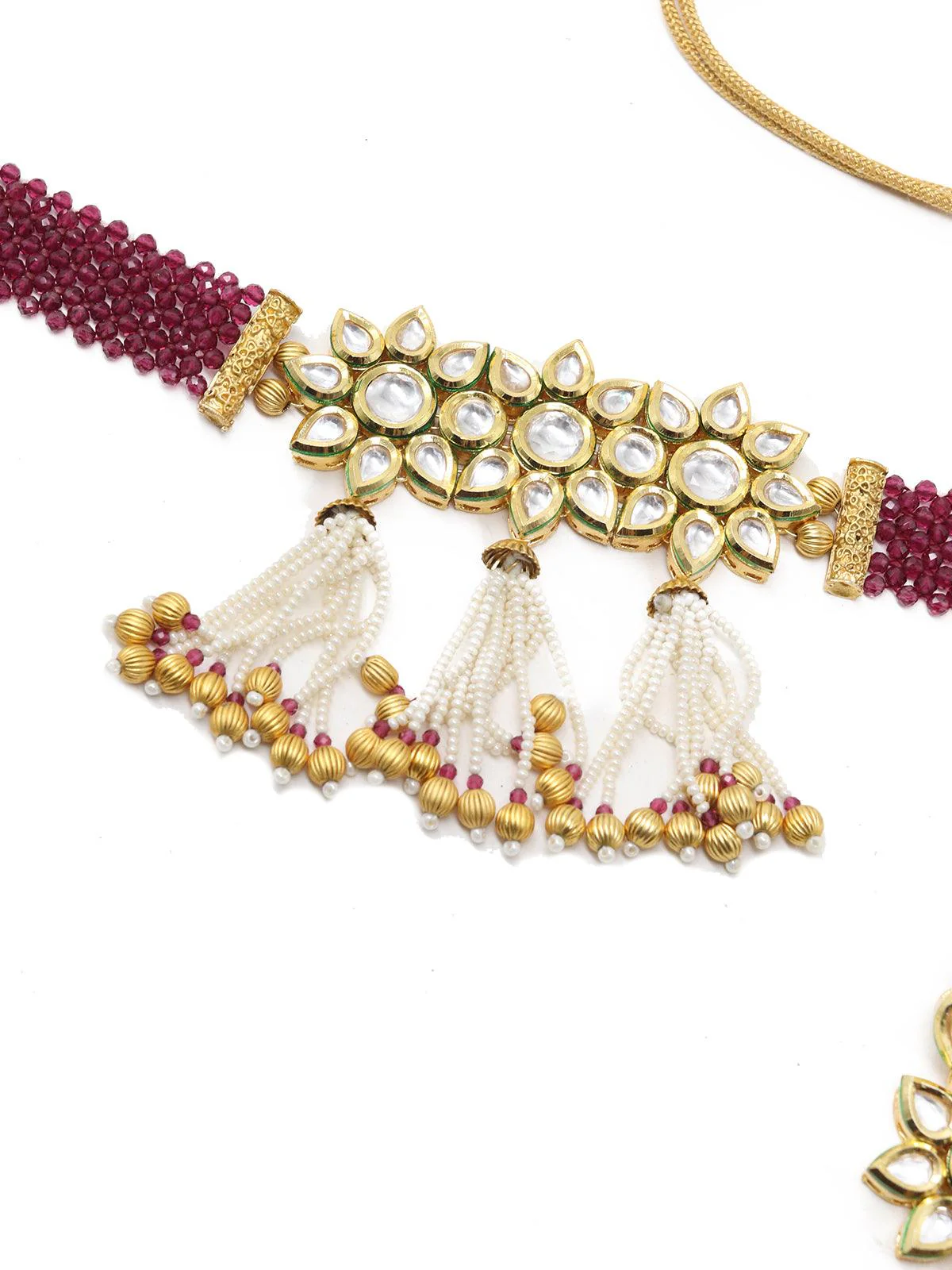 Odette Women Sober Maroon Choker Set - Image 4