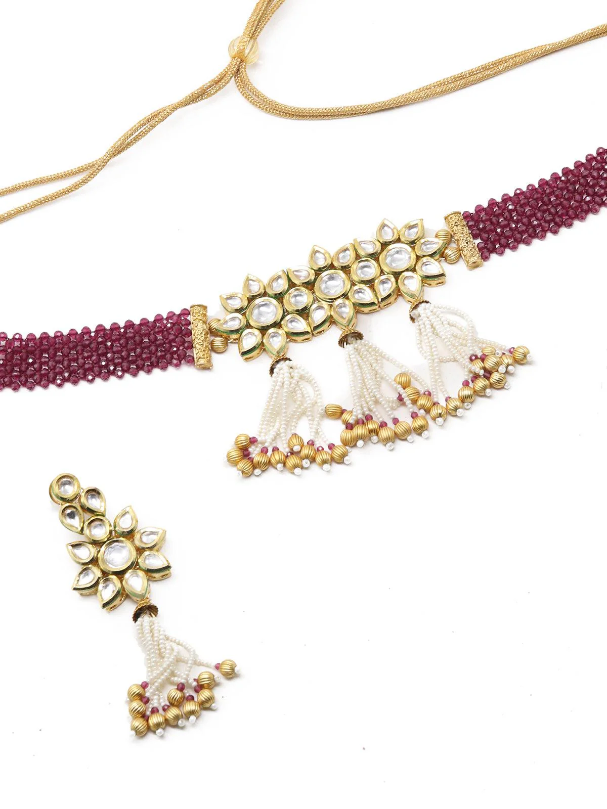 Odette Women Sober Maroon Choker Set - Image 5