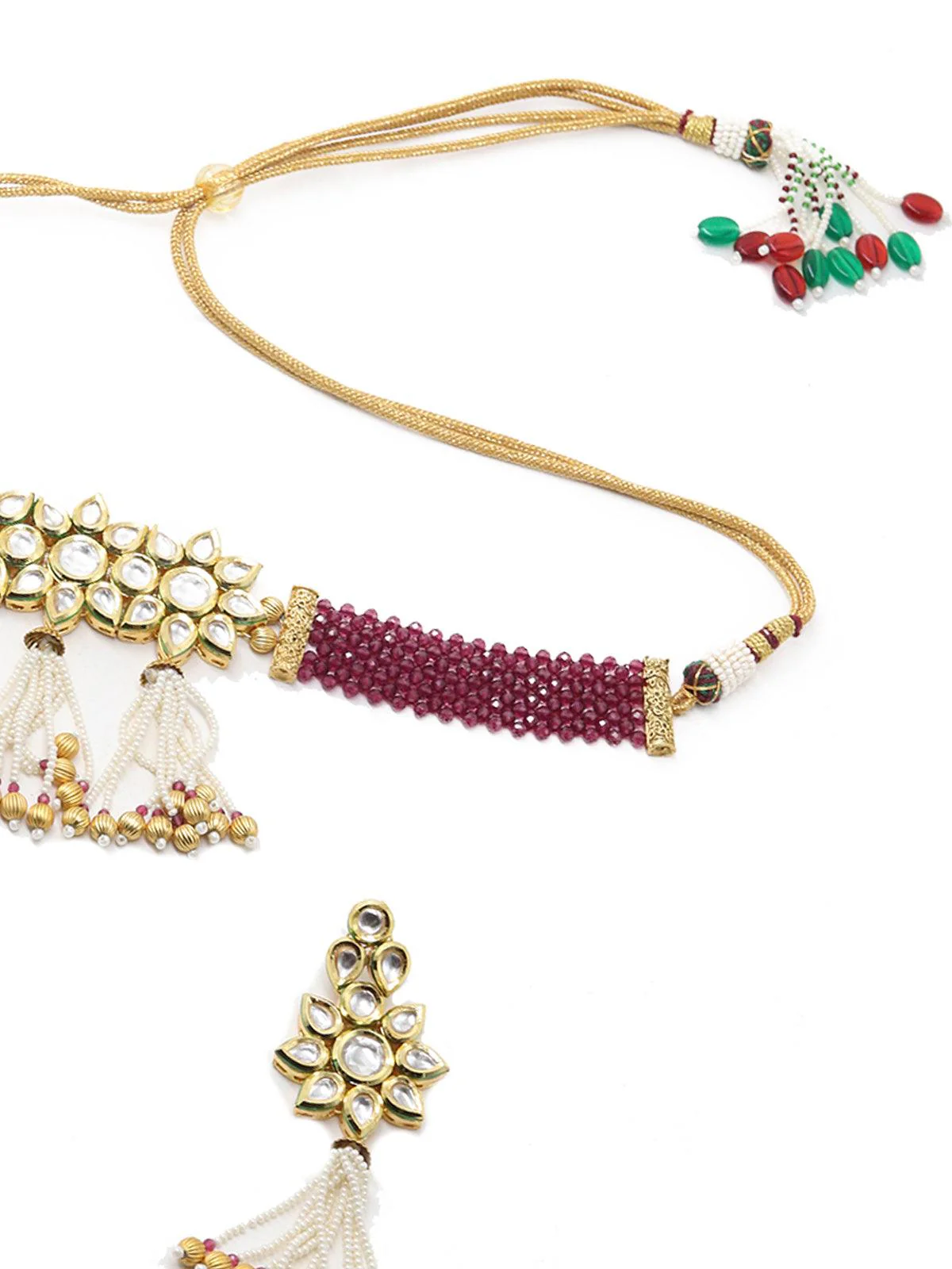 Odette Women Sober Maroon Choker Set - Image 6