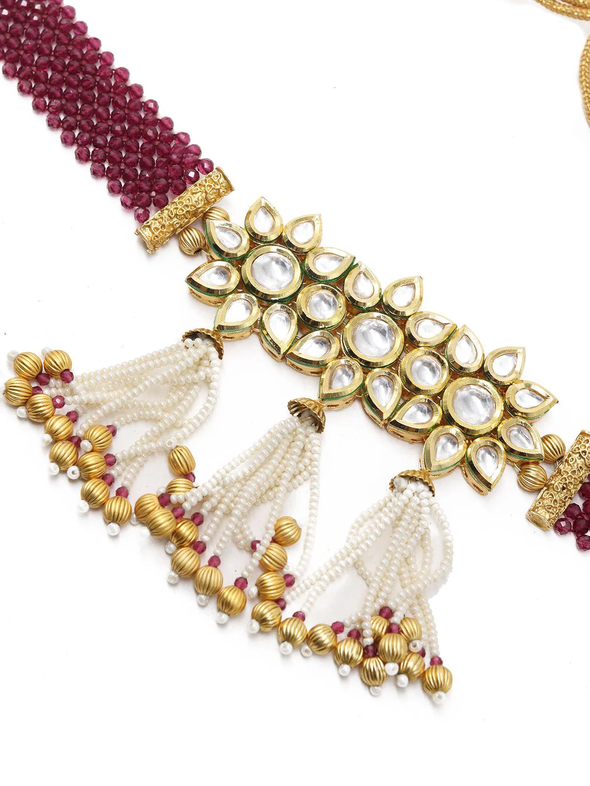Odette Women Sober Maroon Choker Set - Image 7