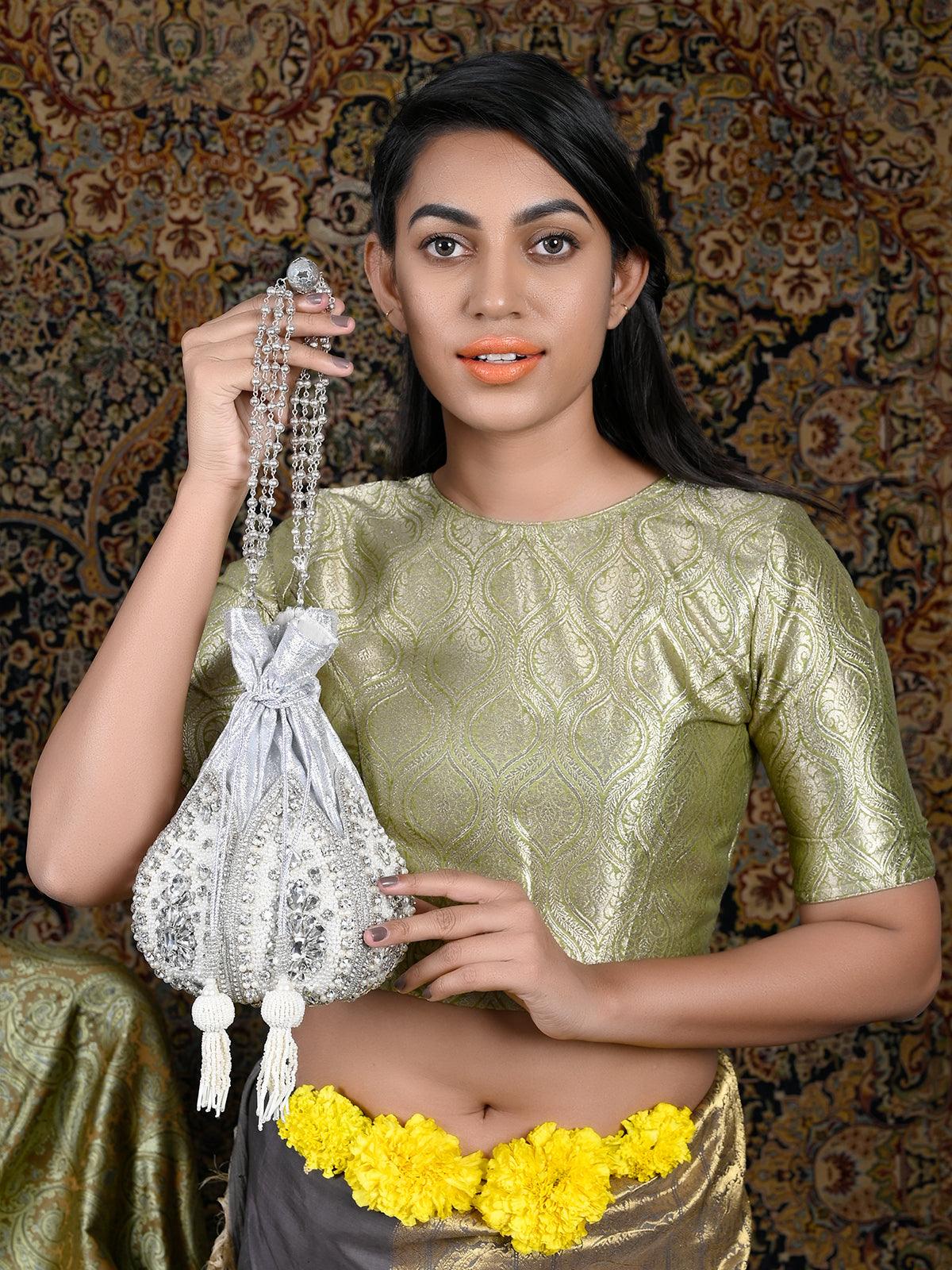 Odette Women Sterling Silver Embellished Potli - Image 2
