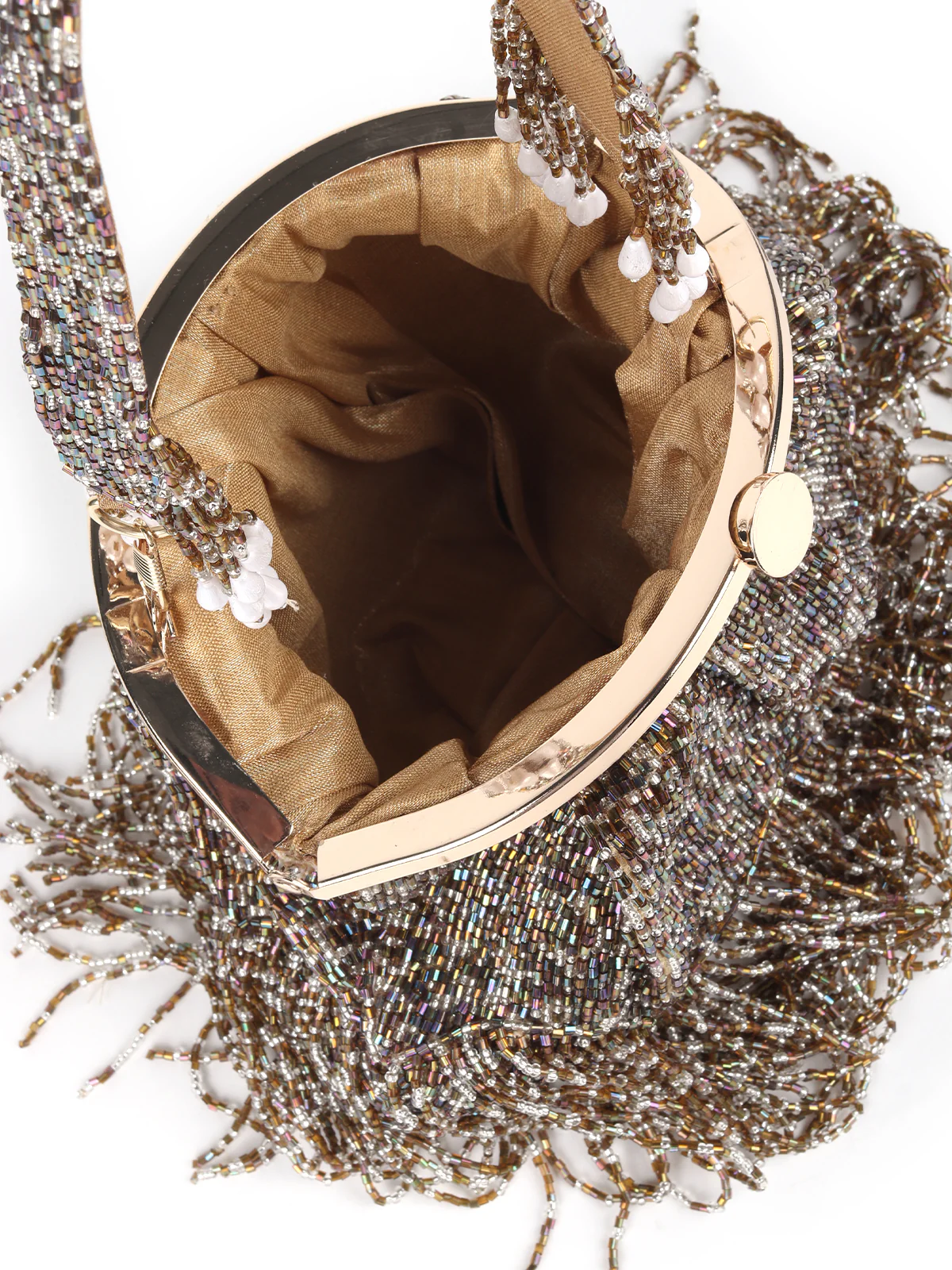 Odette Women Stunning Gold And Silver Tassel Batuwa - Image 4
