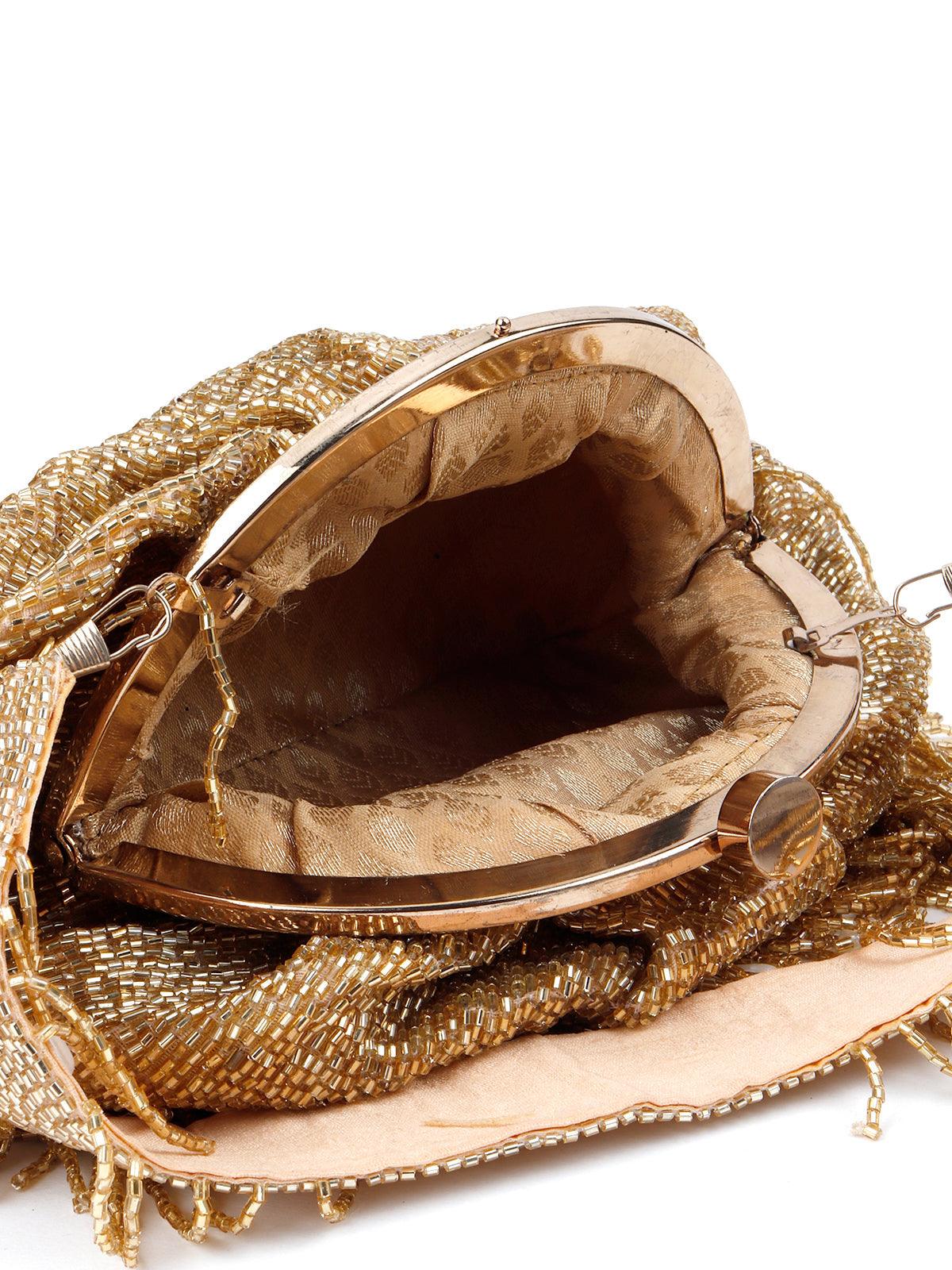 Odette Women Stunning Gold Tassel Batuwa - Image 7