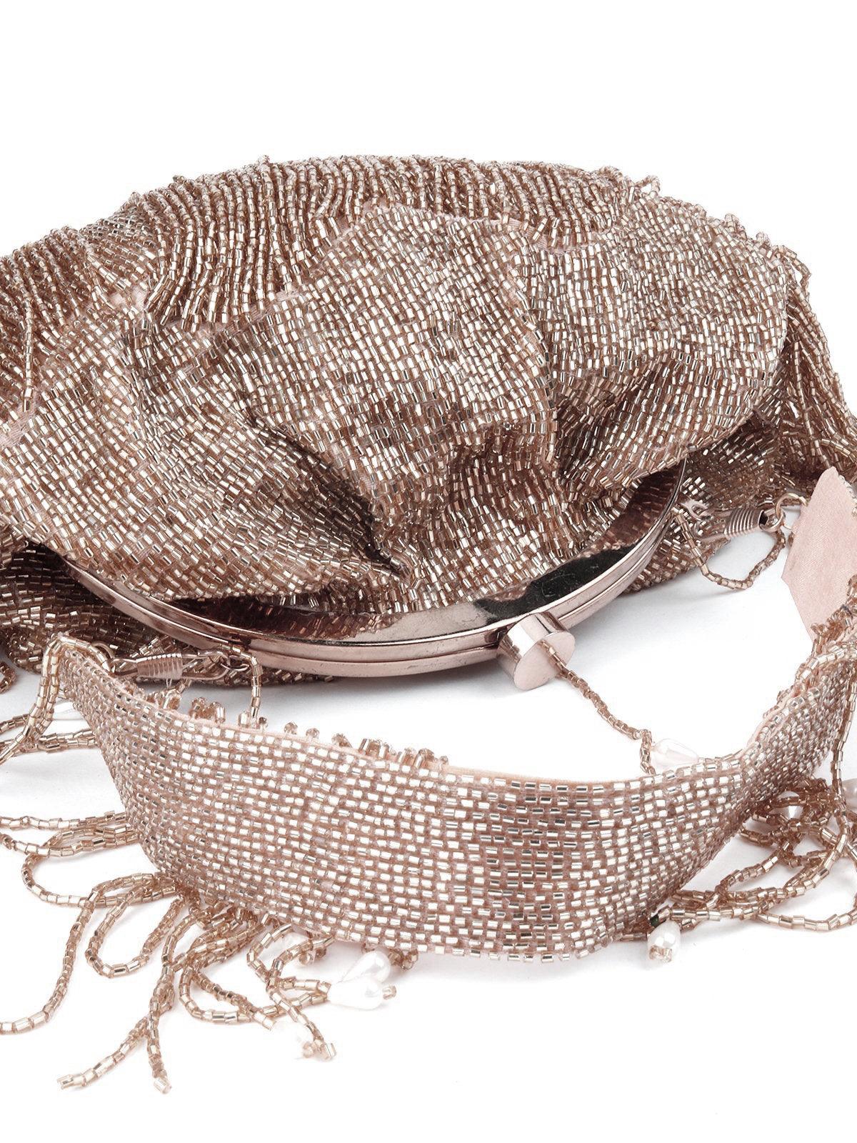 Odette Women Stunning Rose Gold Tassel Batuwa - Image 5