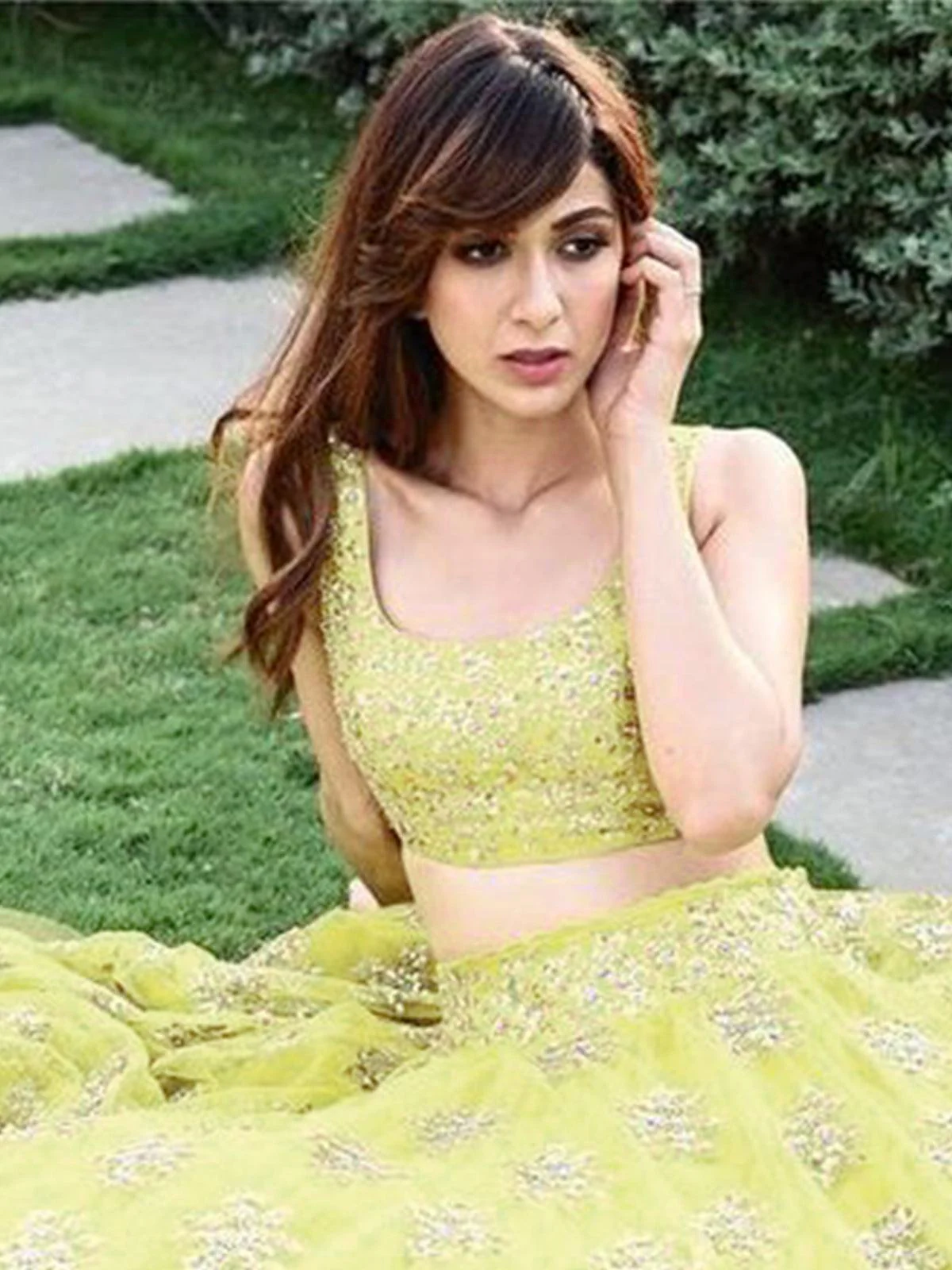 Odette Women Stylish Yellow Semi Stitched Lehenga With Unstitched Blouse - Image 3