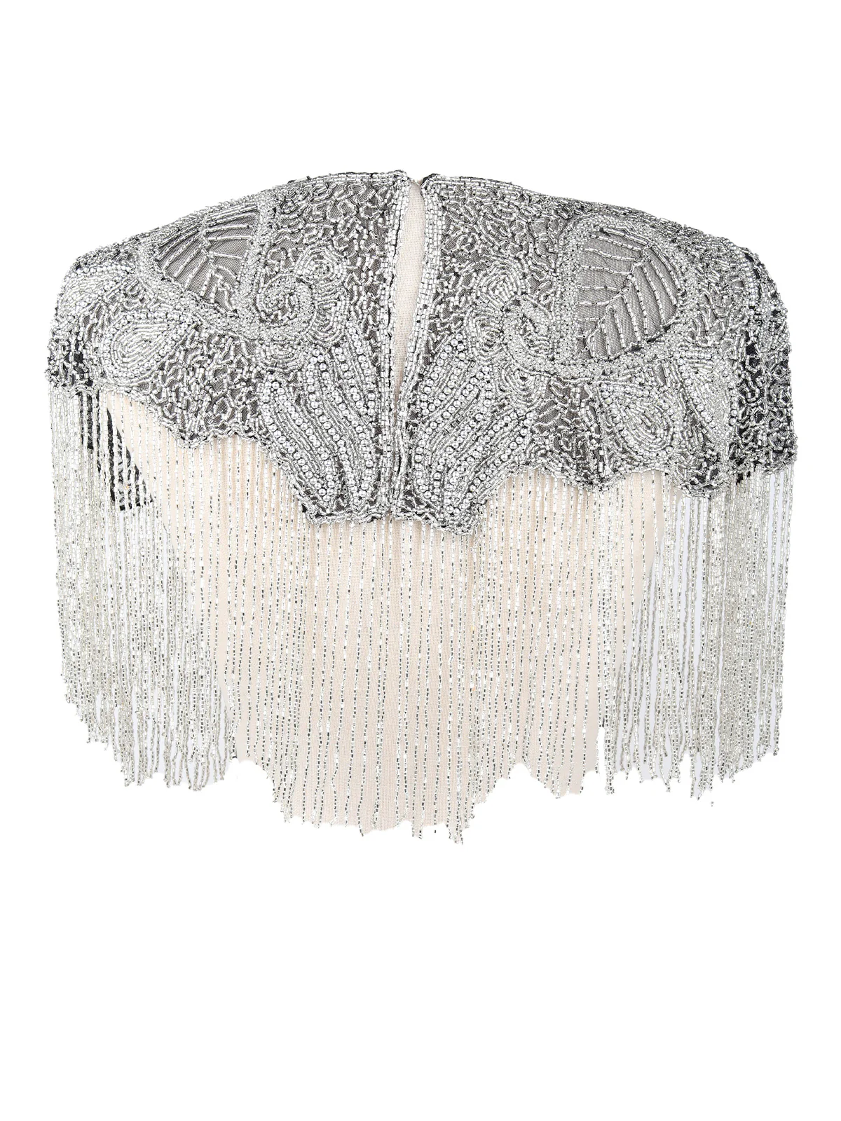 Odette Women Tasseled Grandeur- The Grey Beaded Cape - Image 4