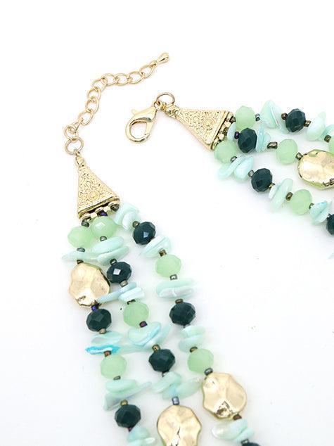 Odette Women Three-Layered Sea Green Stone Necklace! - Image 5