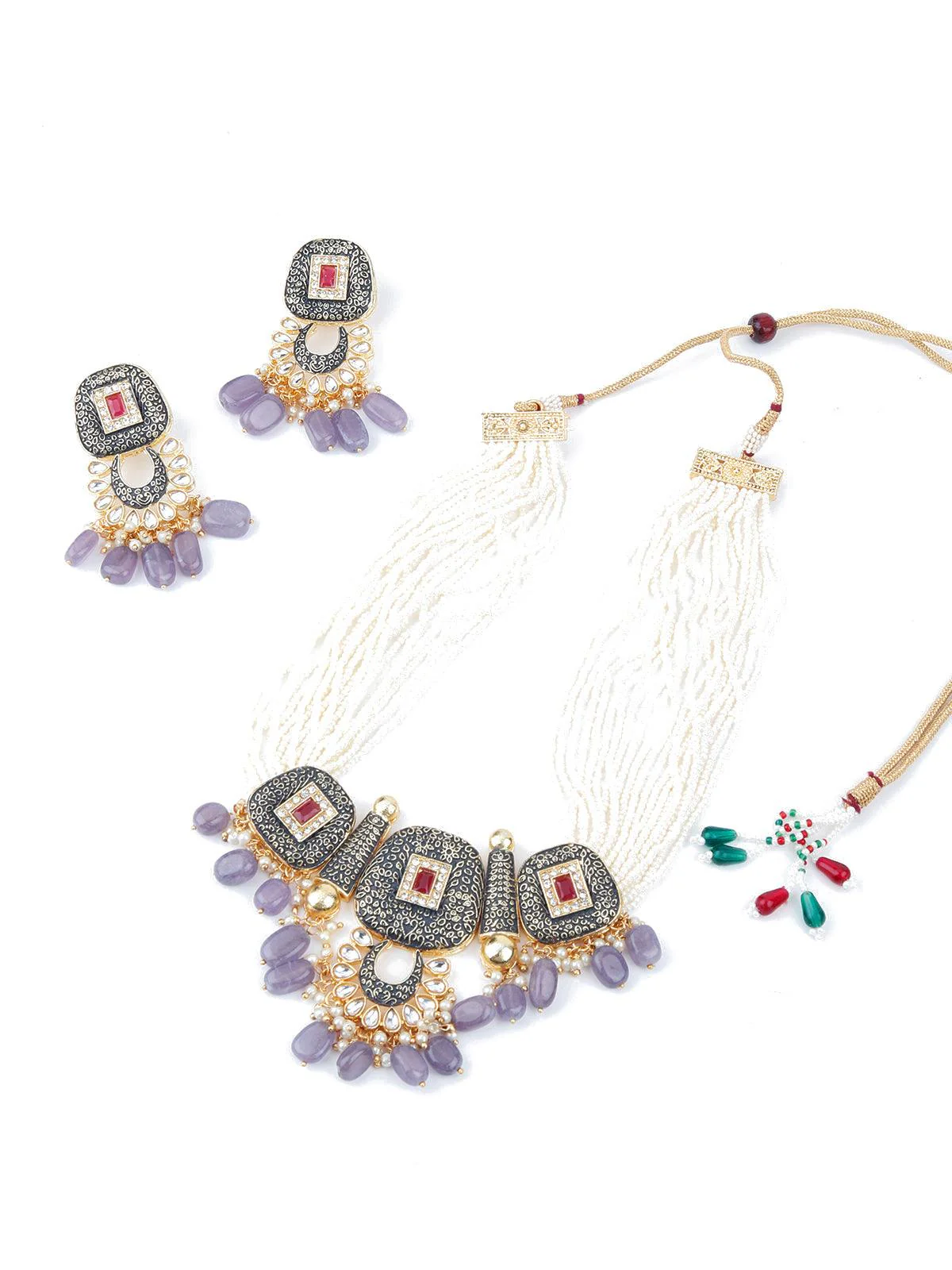 Odette Women Traditional Multi-Strand Pearl Necklace Set - Image 2