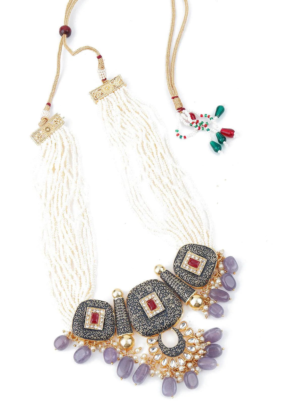 Odette Women Traditional Multi-Strand Pearl Necklace Set - Image 3