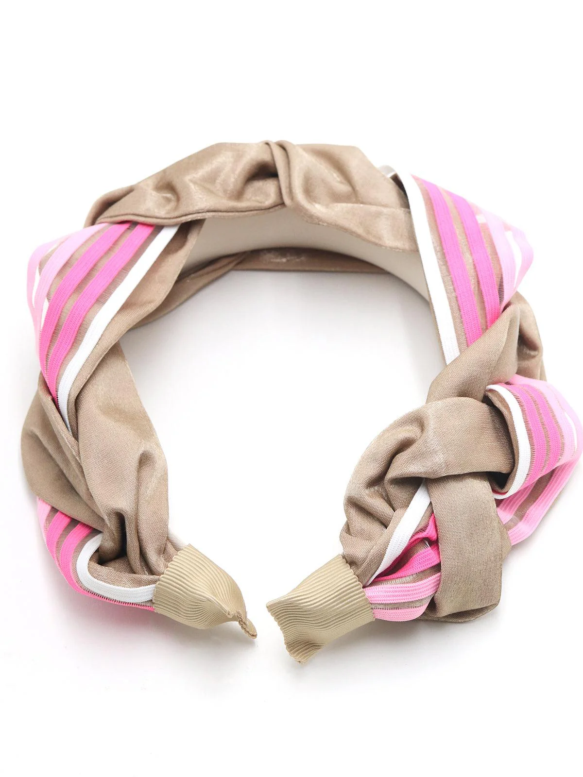 Odette Women Twirled Beige And Pink Cool And Trendy Hair Band! - Image 3