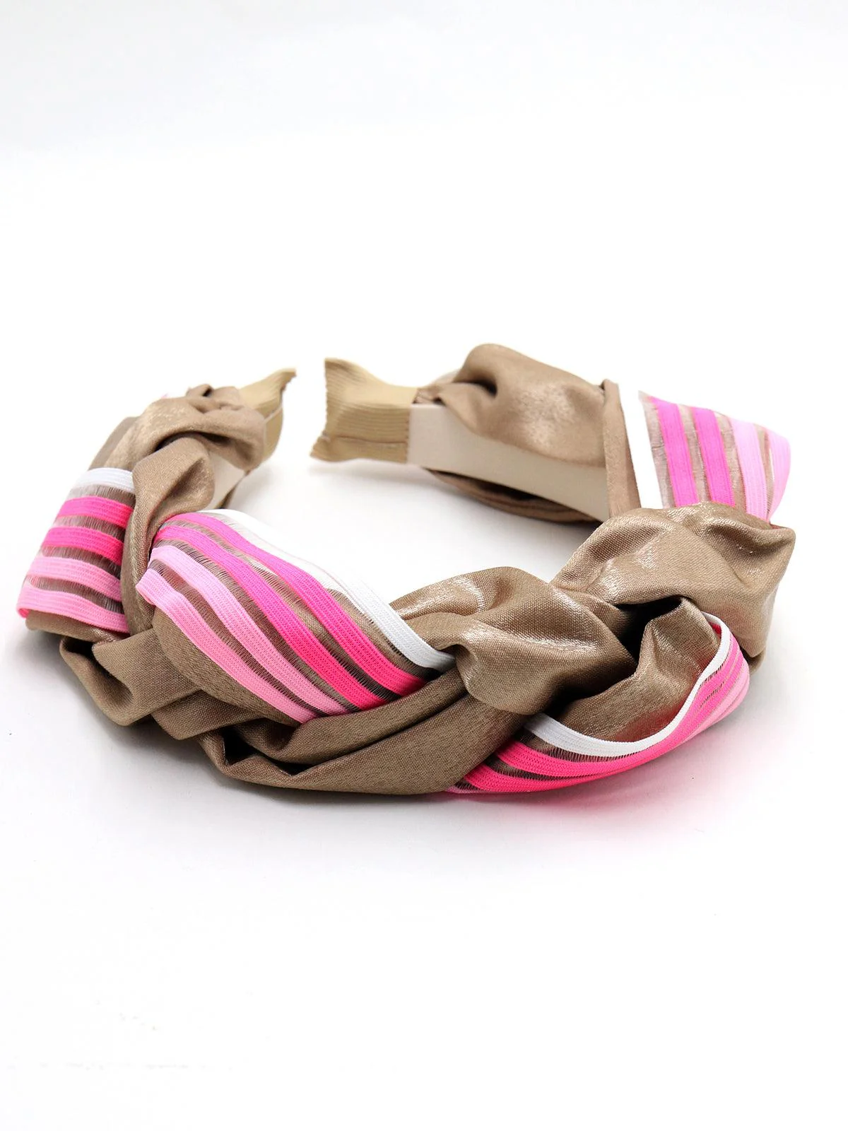 Odette Women Twirled Beige And Pink Cool And Trendy Hair Band! - Image 5