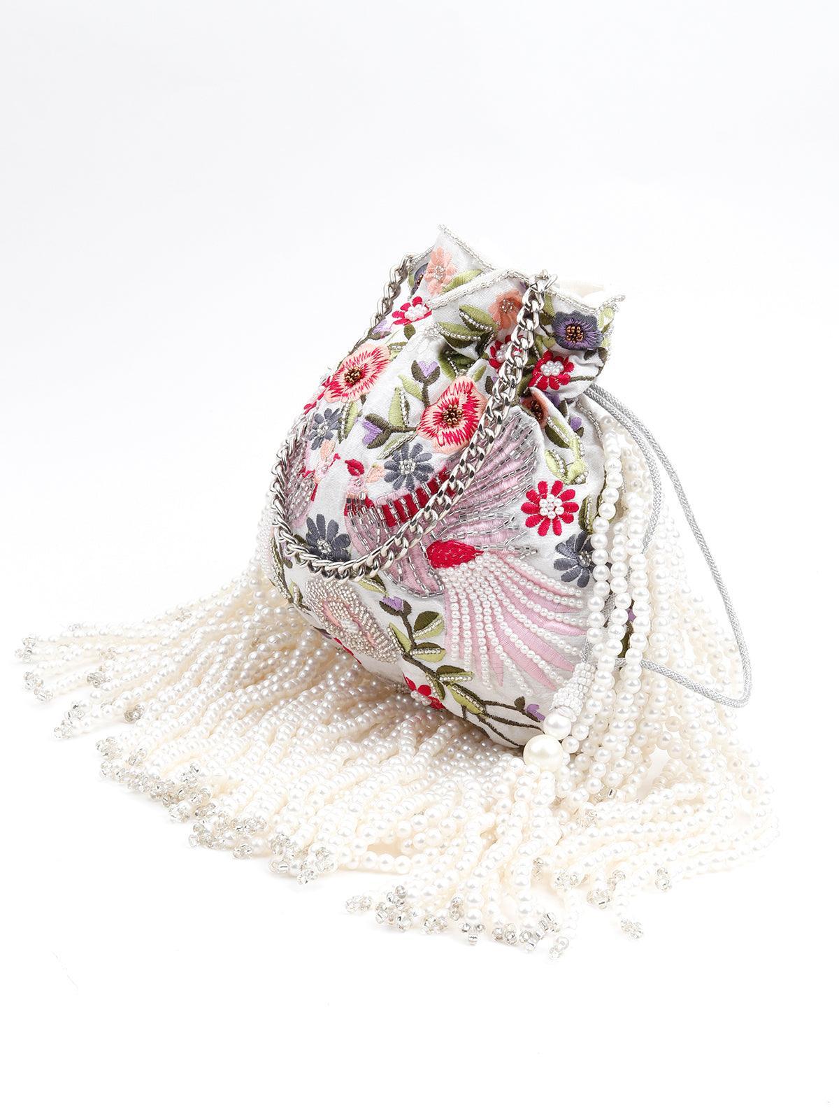 Odette Women White Beautifying Potli - Image 4