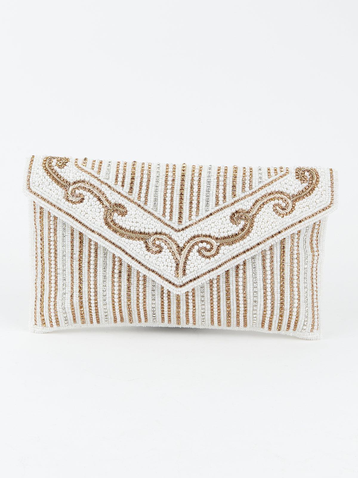 Odette Women White Graceful Envelope Clutch! - Image 3