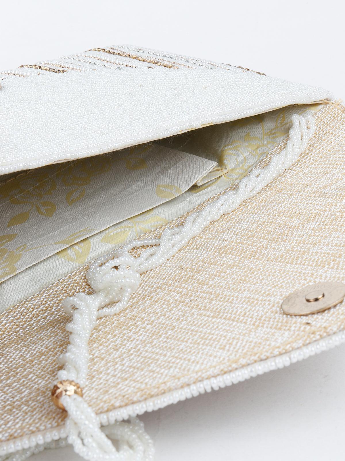 Odette Women White Graceful Envelope Clutch! - Image 6