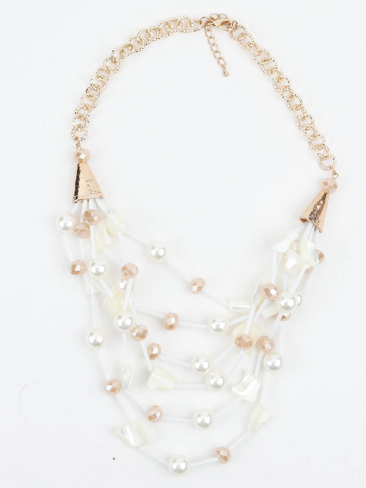 Odette Women White Layered Acrylic Attractive Necklace - Image 3