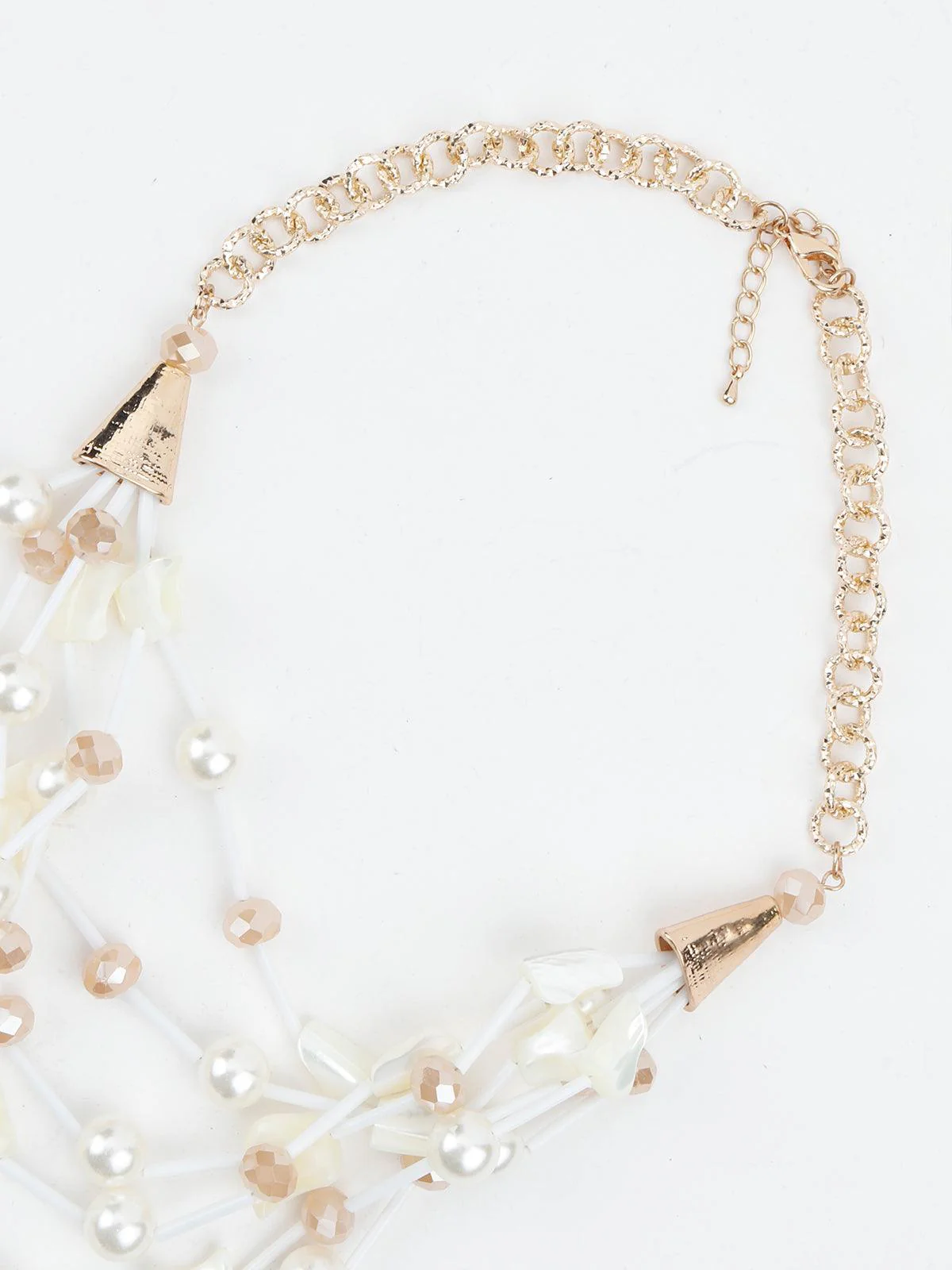 Odette Women White Layered Acrylic Attractive Necklace - Image 6