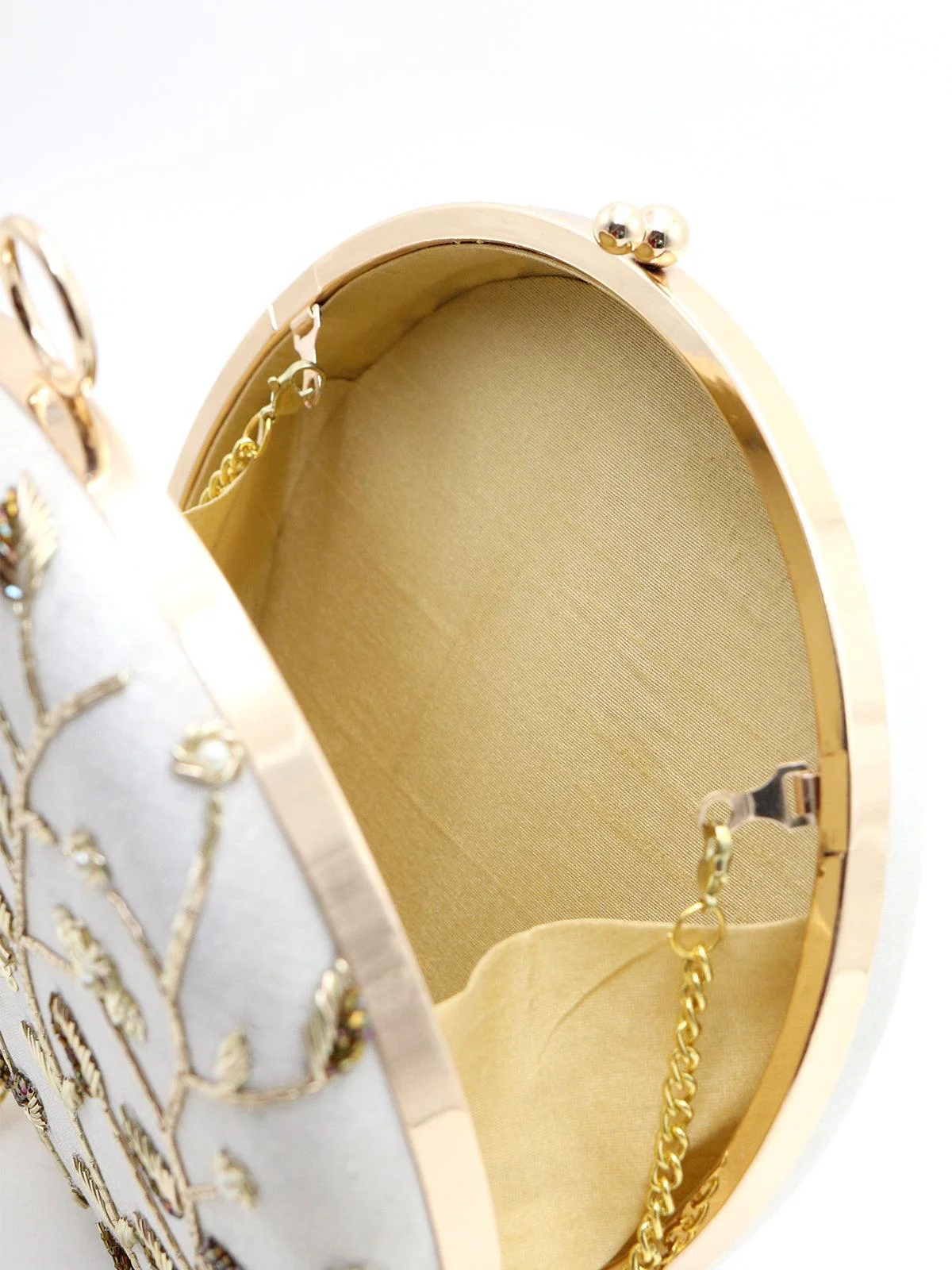 Odette Women White Pretty Round Adorning Clutch! - Image 5