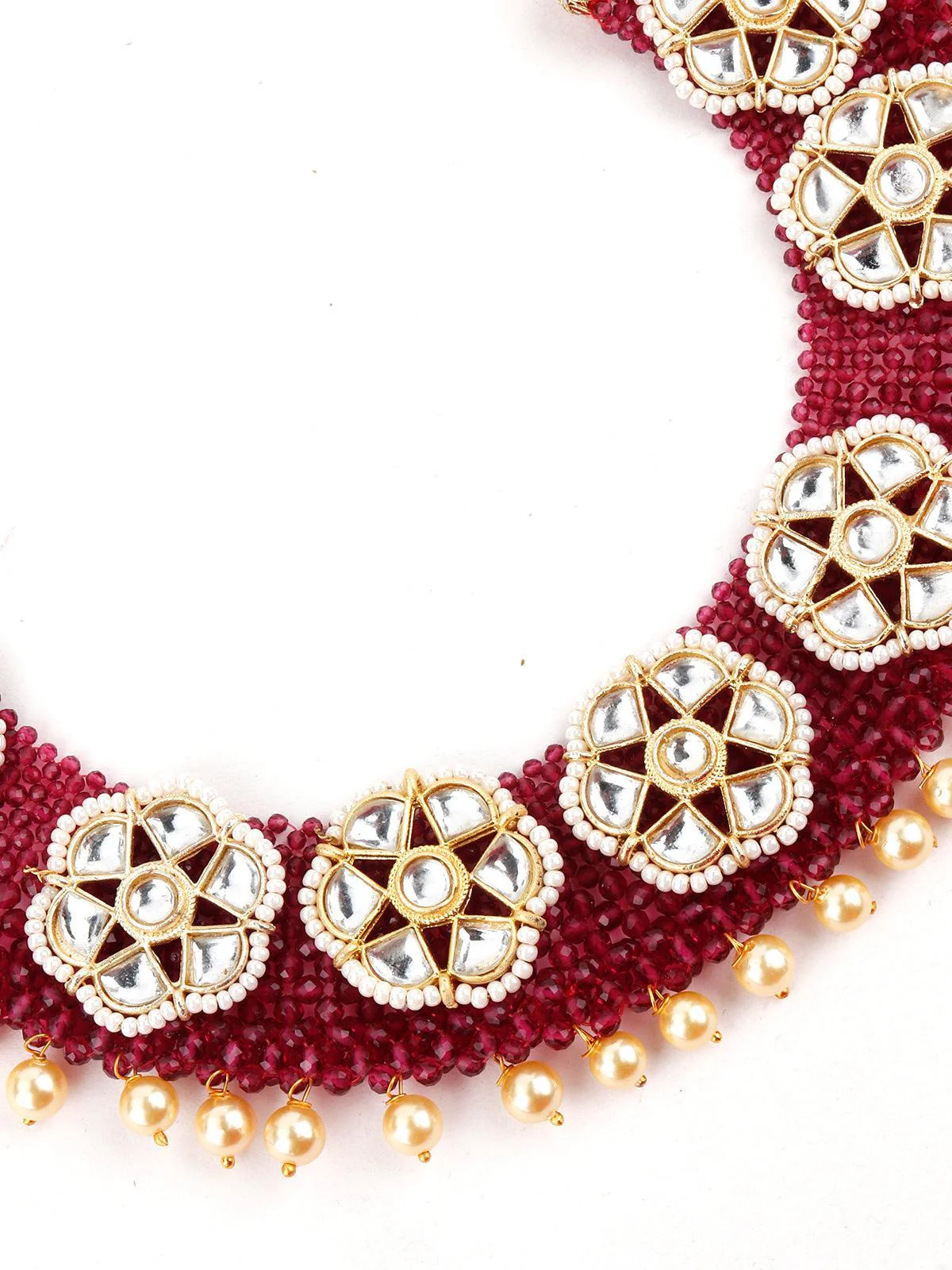 Odette Women Wine Pink Onyx-Pearl-Kundan Necklace! - Image 6