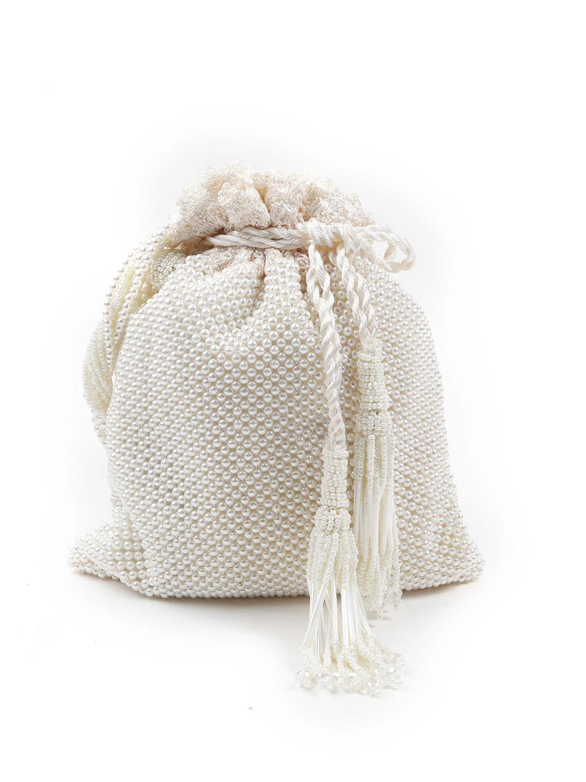 Odette Women Winsome White Pearly Potli - Image 3