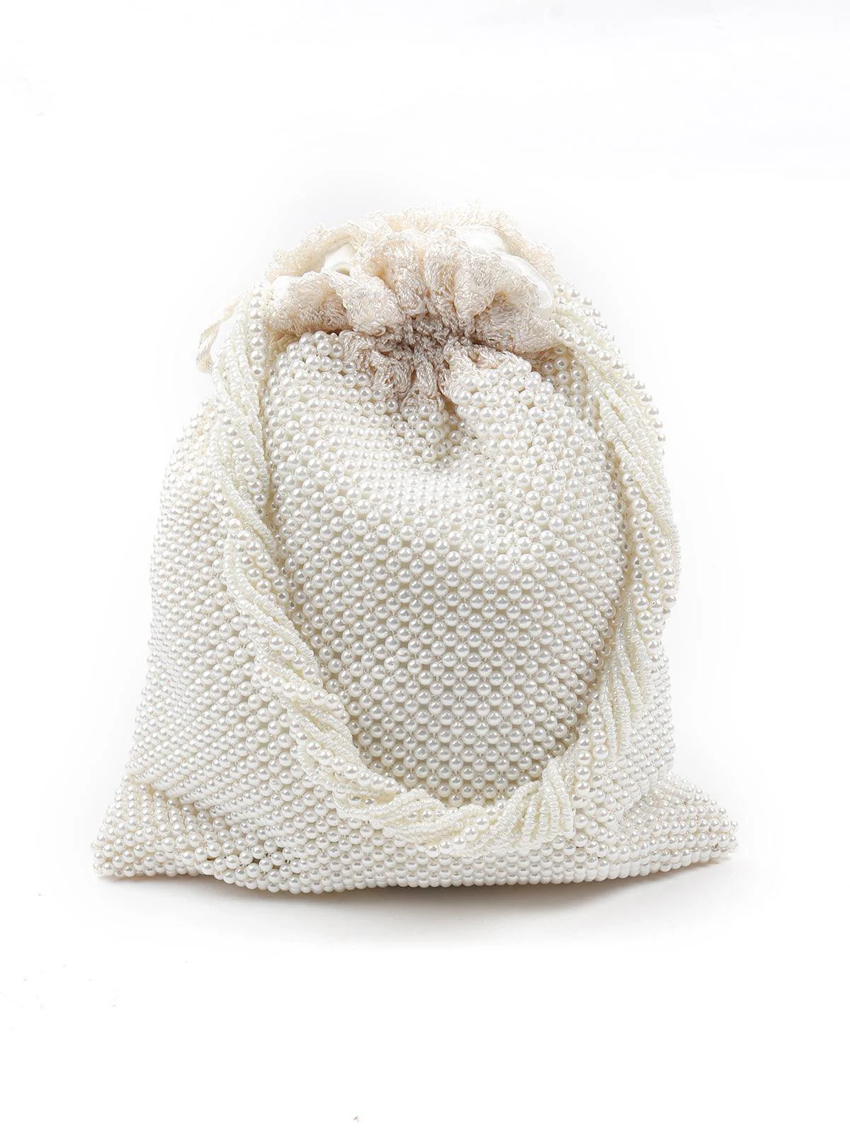 Odette Women Winsome White Pearly Potli - Image 5