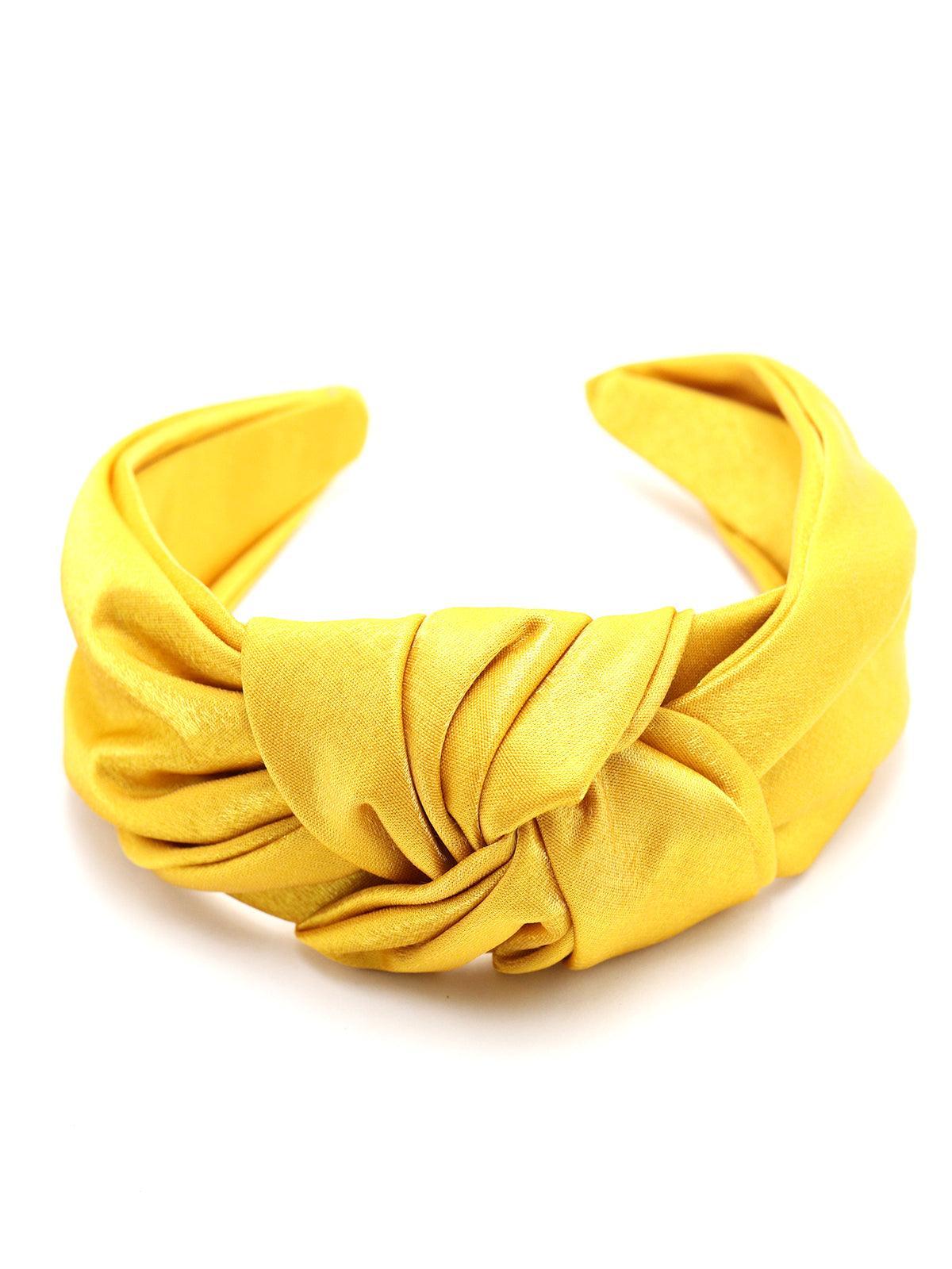 Odette Women Wrinkled And Knotted Yellow Sober Hair Band - Image 4