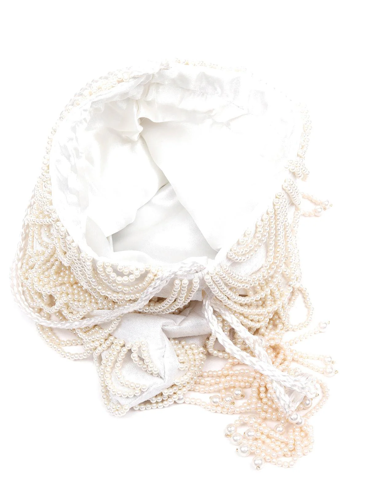 Odette Women Designer Cream Pearl Beaded Potli - Image 6