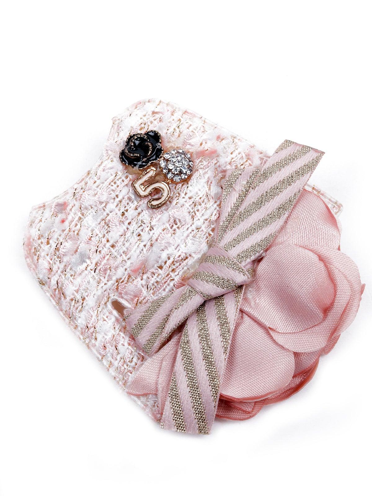 Odette Women Pink Metal Bow Brooch - Image 4