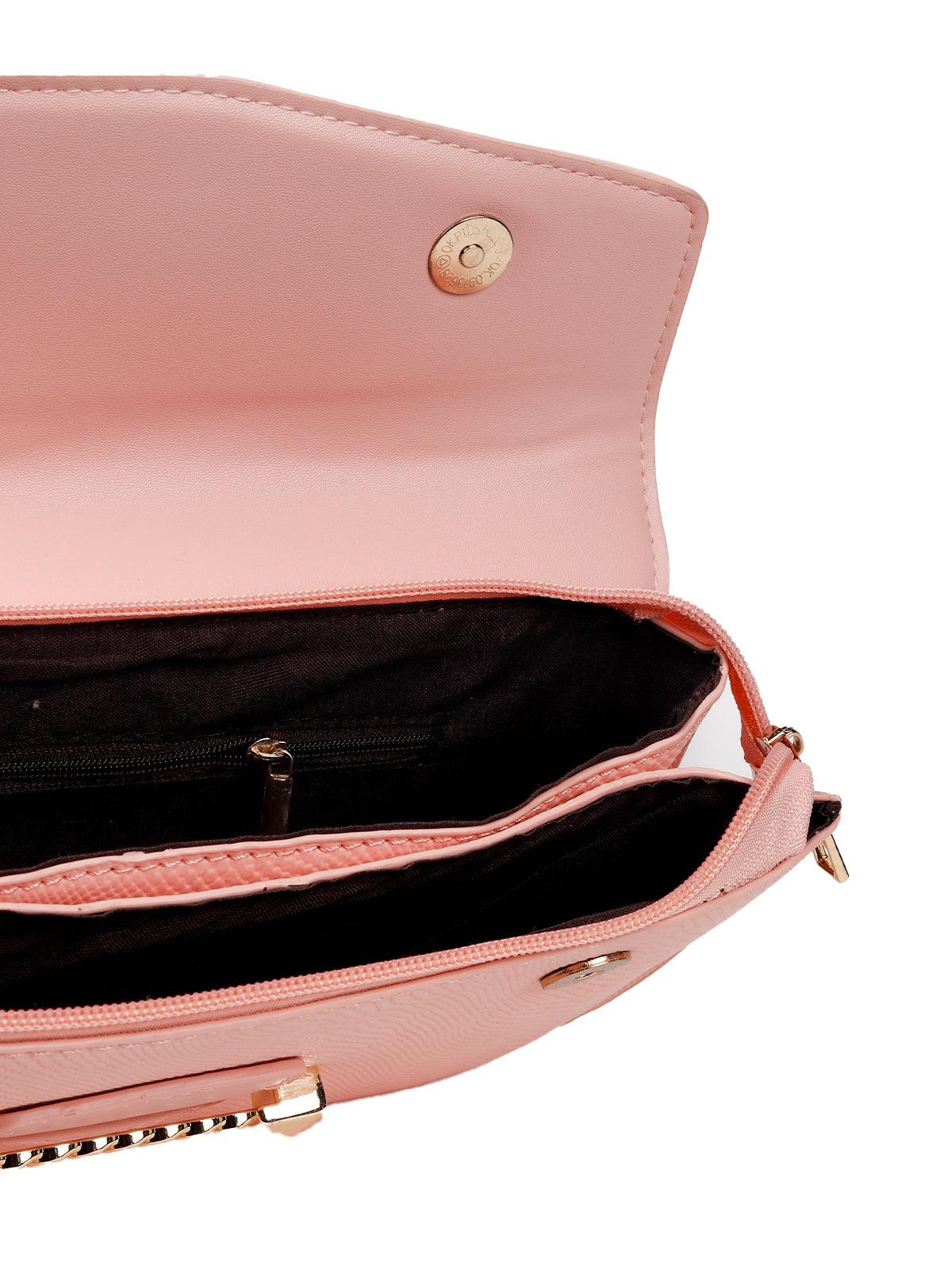 Odette Women Pink Leatherette Sling Bag - Image 6