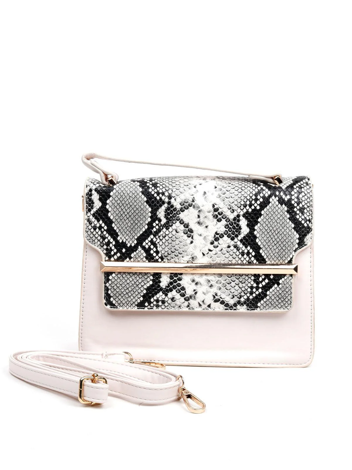 Odette Women Cream Coloured Metal Sling Bag - Image 3