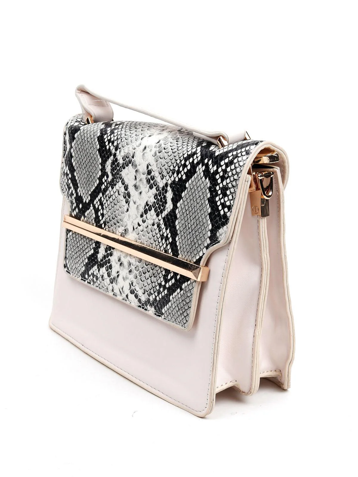 Odette Women Cream Coloured Metal Sling Bag - Image 4