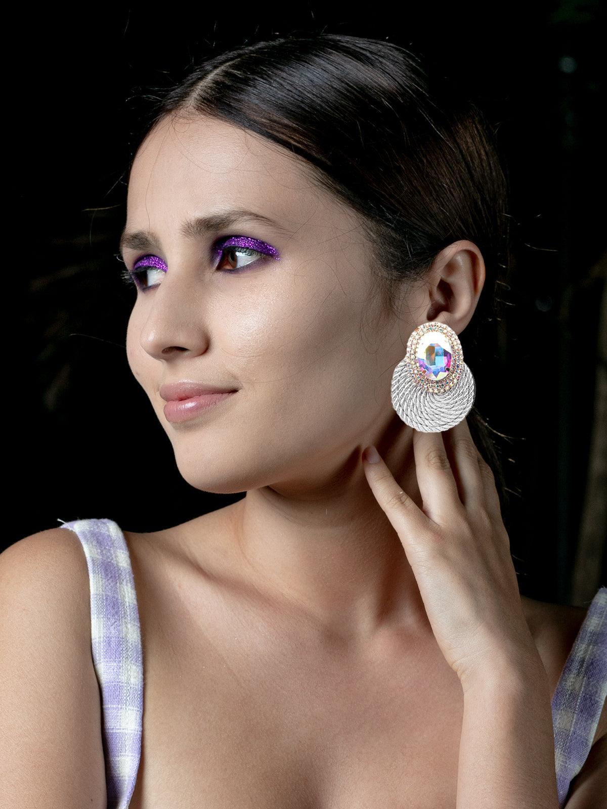 Odette Women Grey Metal Earrings