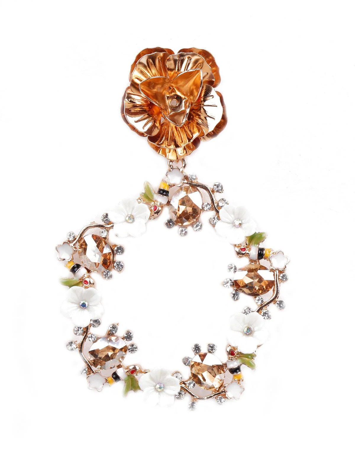 Odette Women Cute Floral Rounded Statement Earrings -White - Image 4