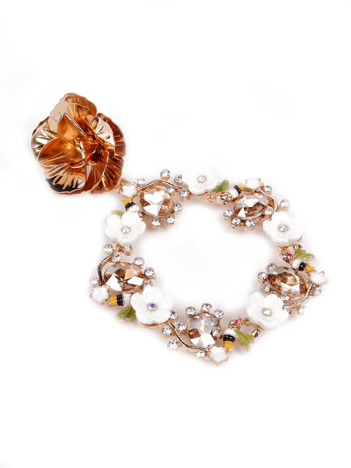 Odette Women Cute Floral Rounded Statement Earrings -White - Image 5