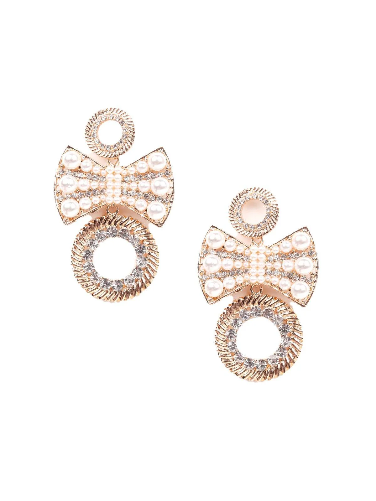 Odette Women Gold Metal Bow Earrings - Image 3