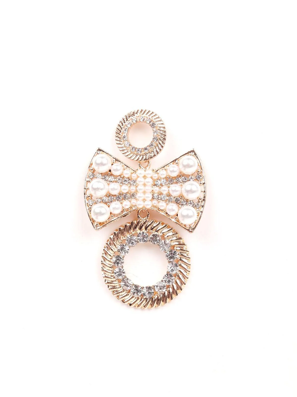 Odette Women Gold Metal Bow Earrings - Image 4