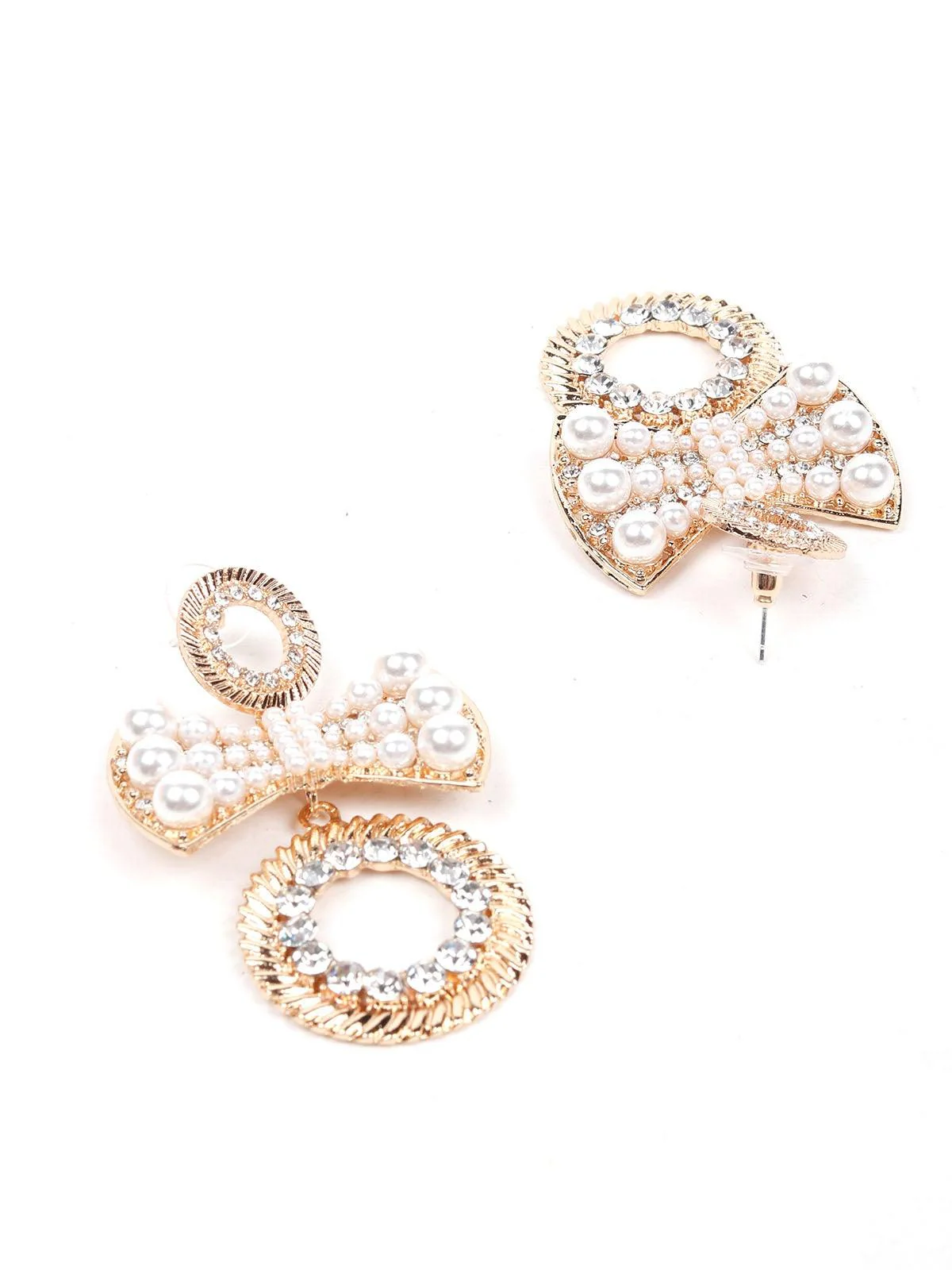 Odette Women Gold Metal Bow Earrings - Image 5