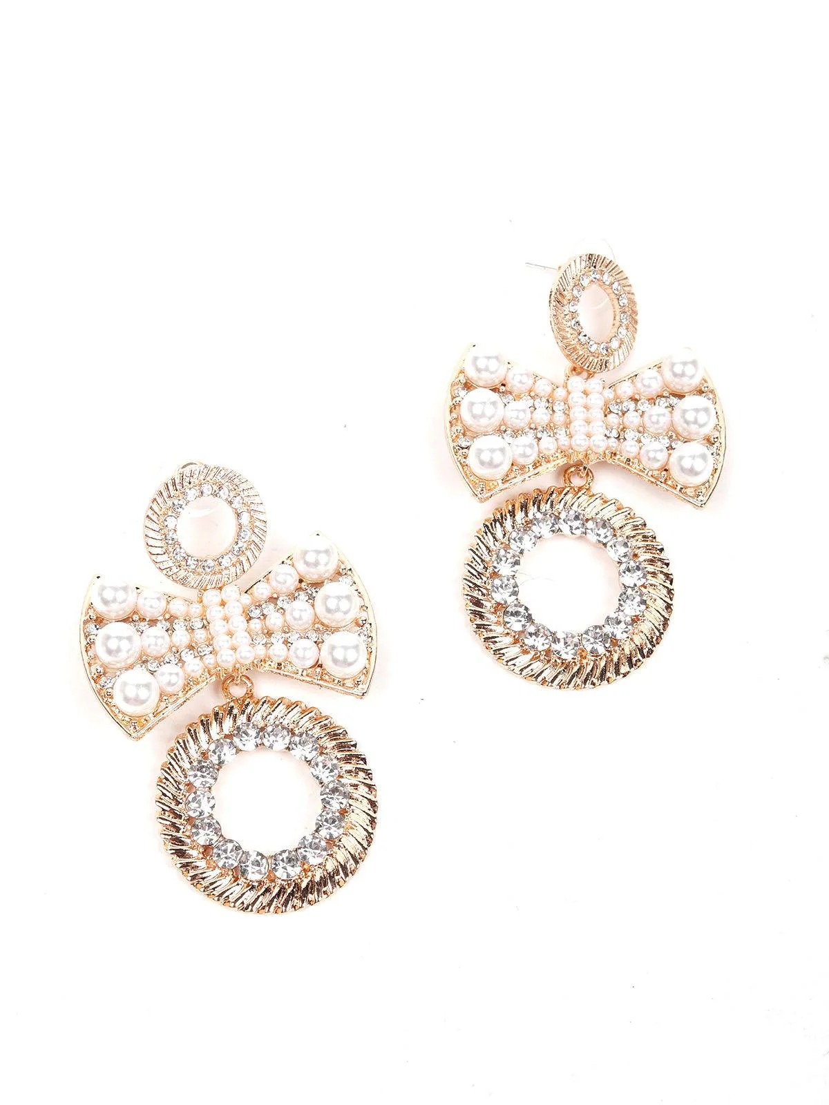 Odette Women Gold Metal Bow Earrings - Image 6