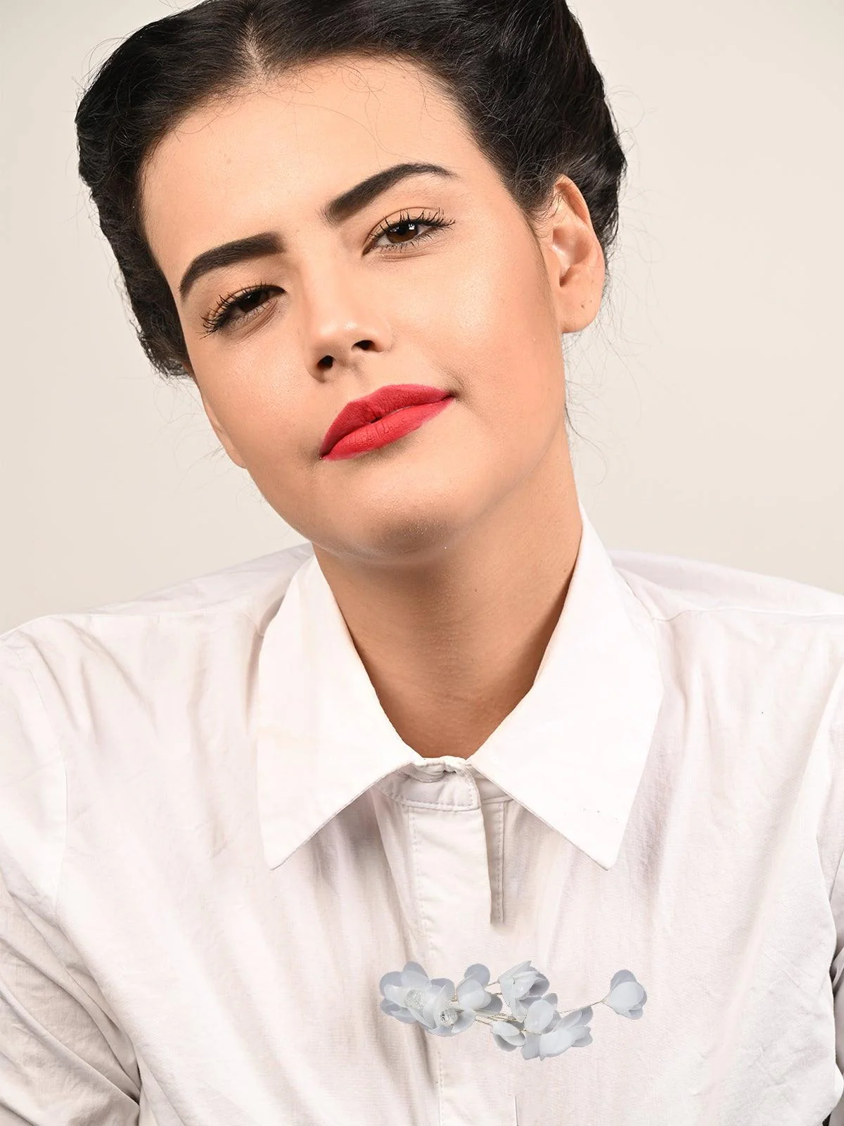 Odette Women White Metal Brooch - Image 2
