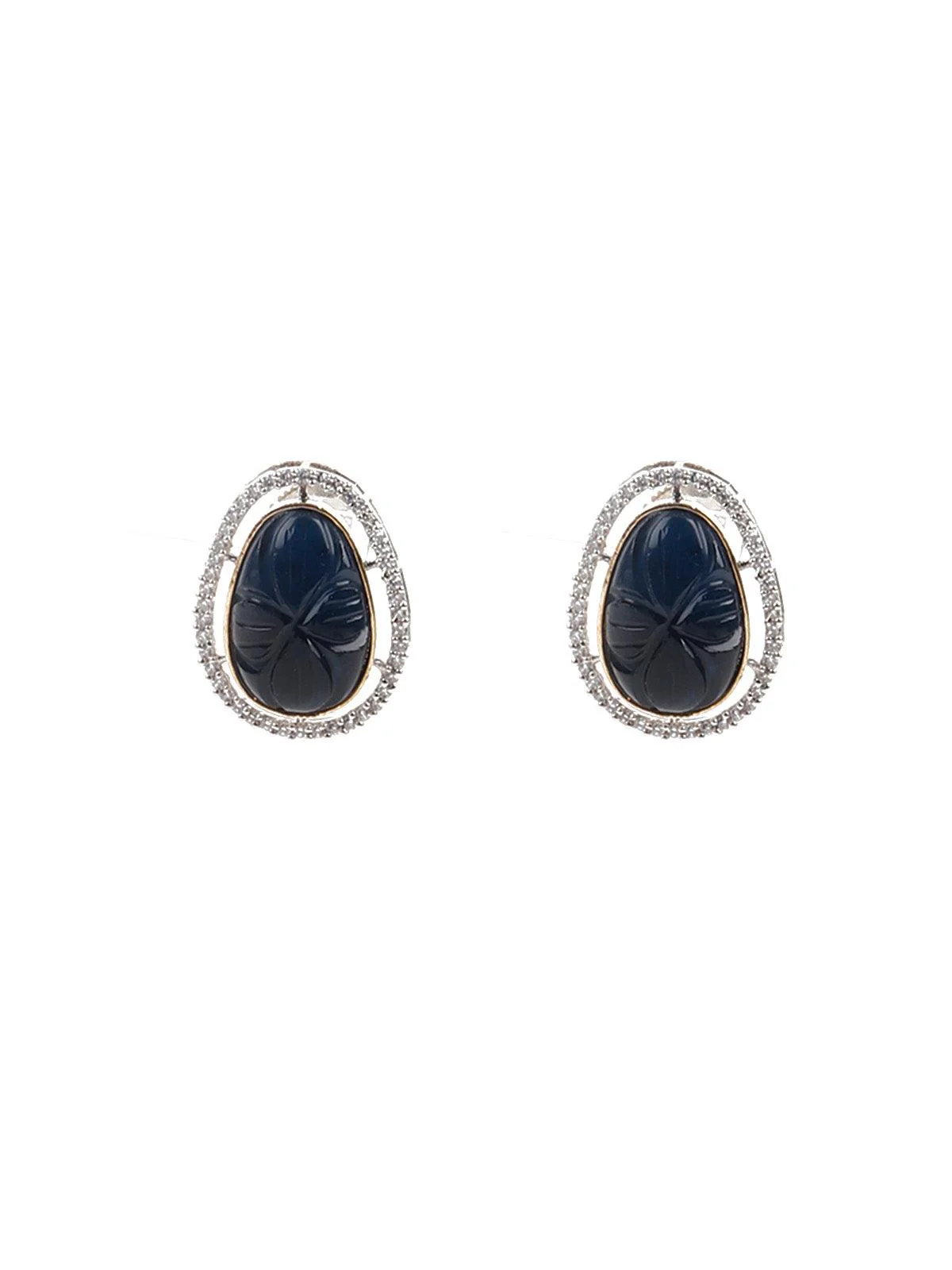 Odette Women Dark Blue Oval Choker Necklace Set - Image 7
