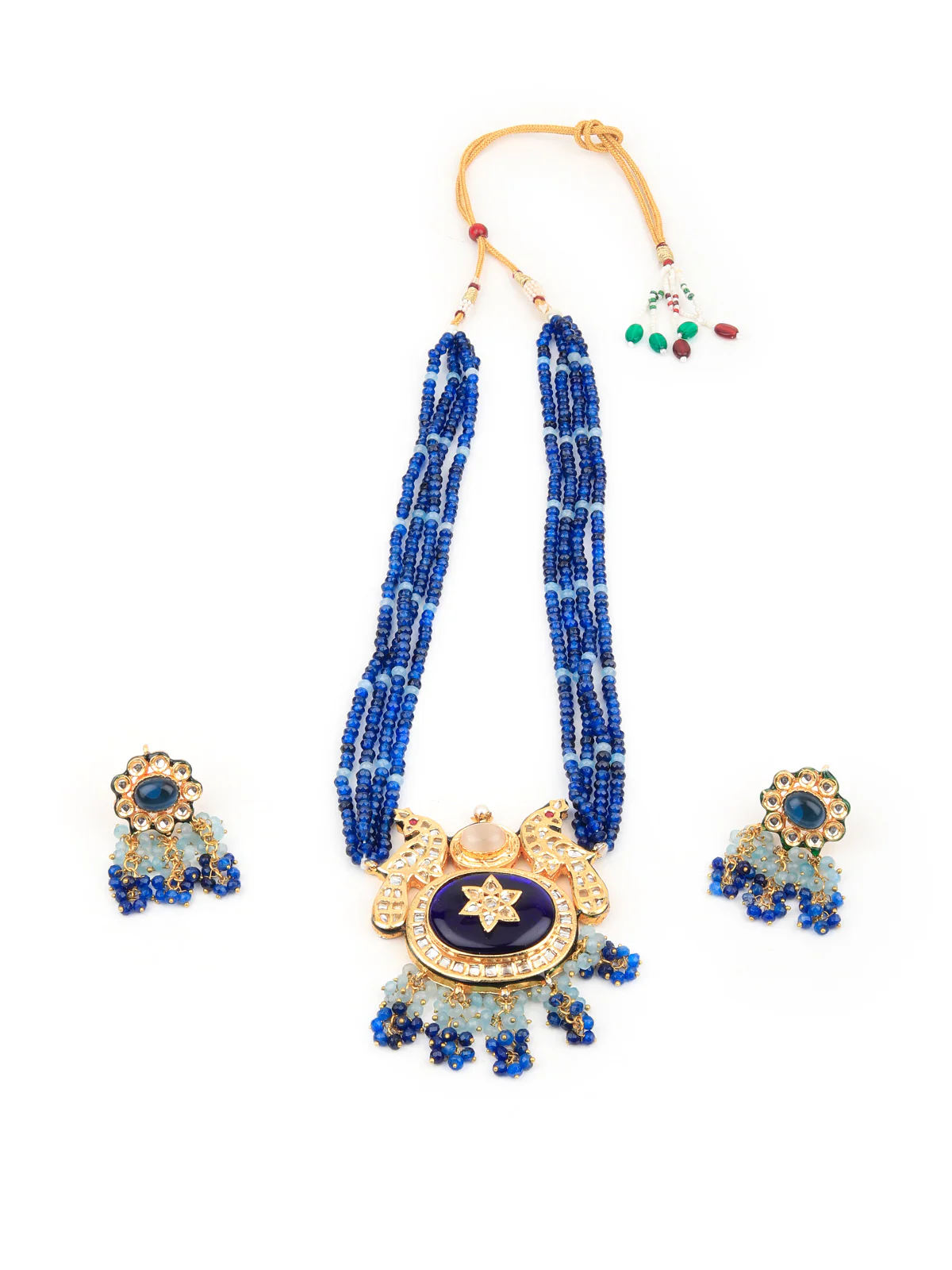 Odette Women Dark Blue Royal Long Necklace Set - Image 3