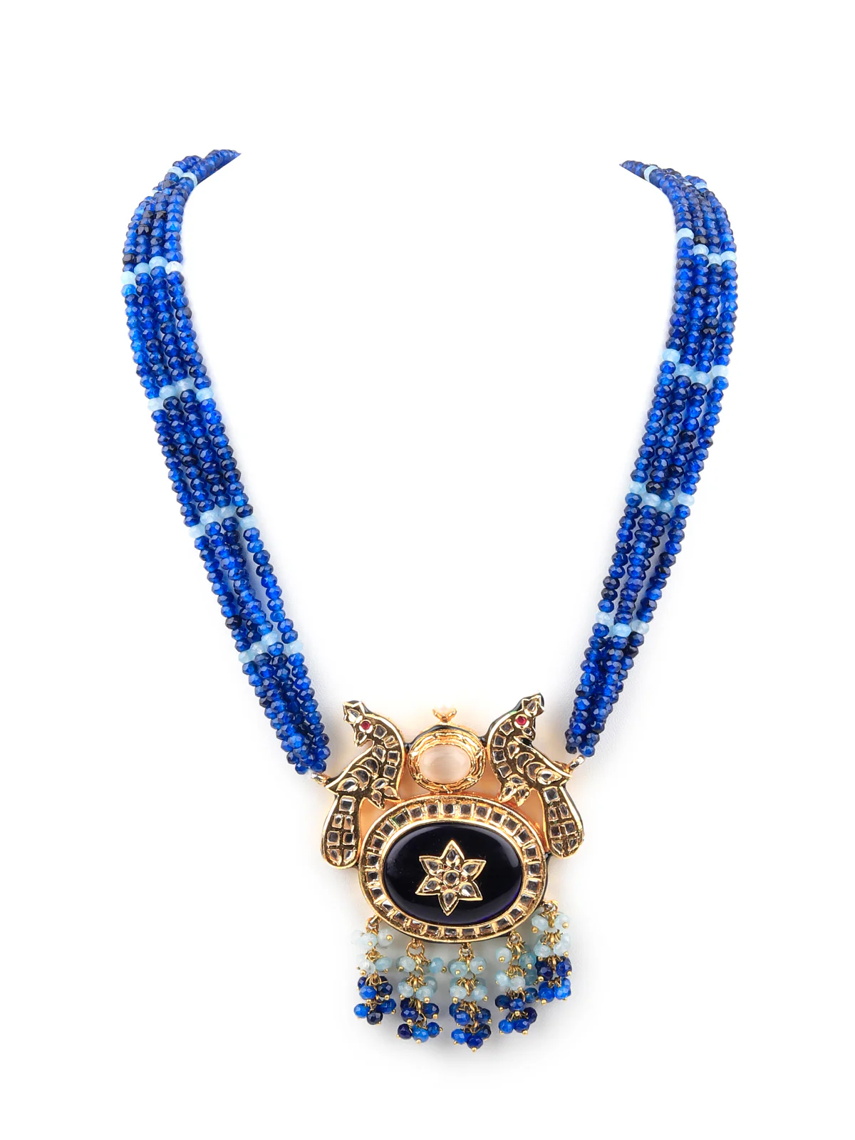 Odette Women Dark Blue Royal Long Necklace Set - Image 4
