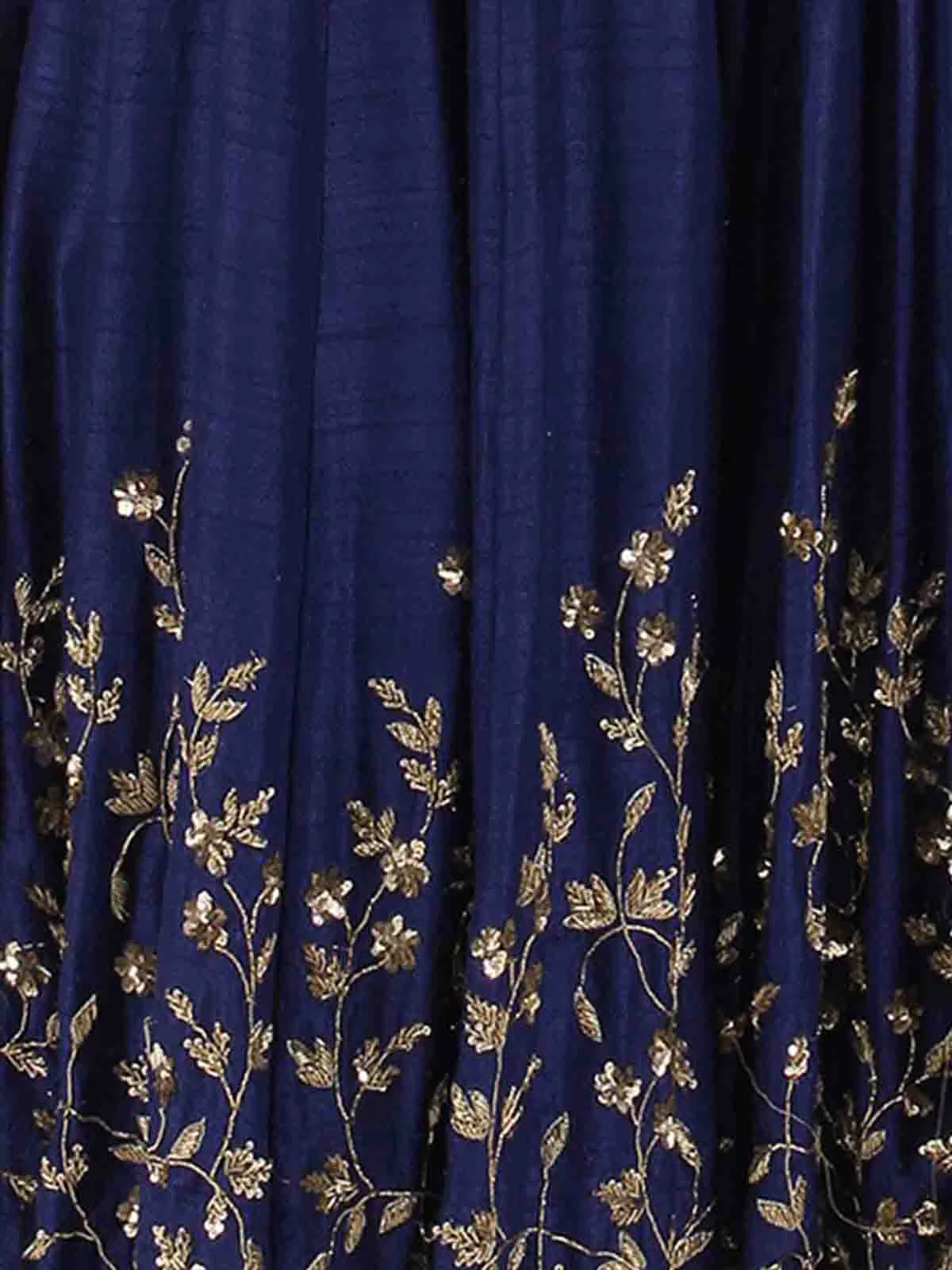 Odette Women Dark Blue Art Silk Embroidered Semi Stitched Lehenga With Unstitched Blouse - Image 4